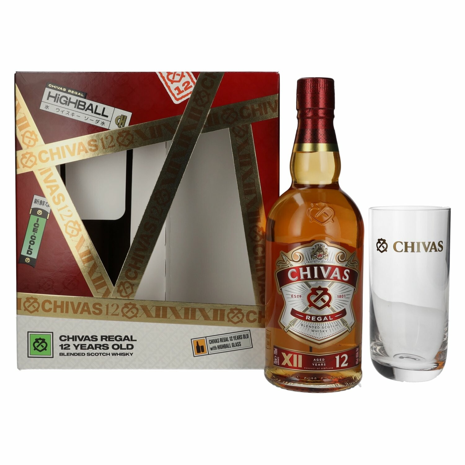 Chivas Regal 12 Years Old Blended Scotch Whisky 40% Vol. 0,7l in Giftbox with glass