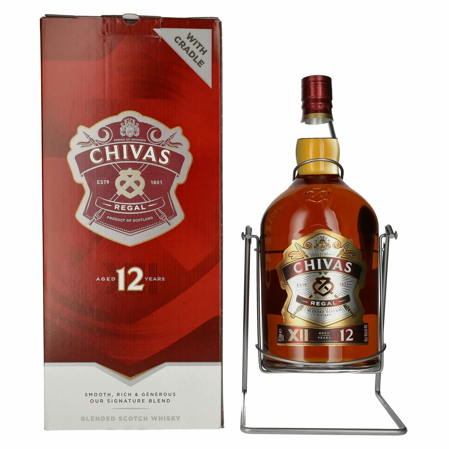 Chivas Regal 12 Years Old Blended Scotch Whisky 40% Vol. 4,5l in Giftbox im Schwenkständer with pourer