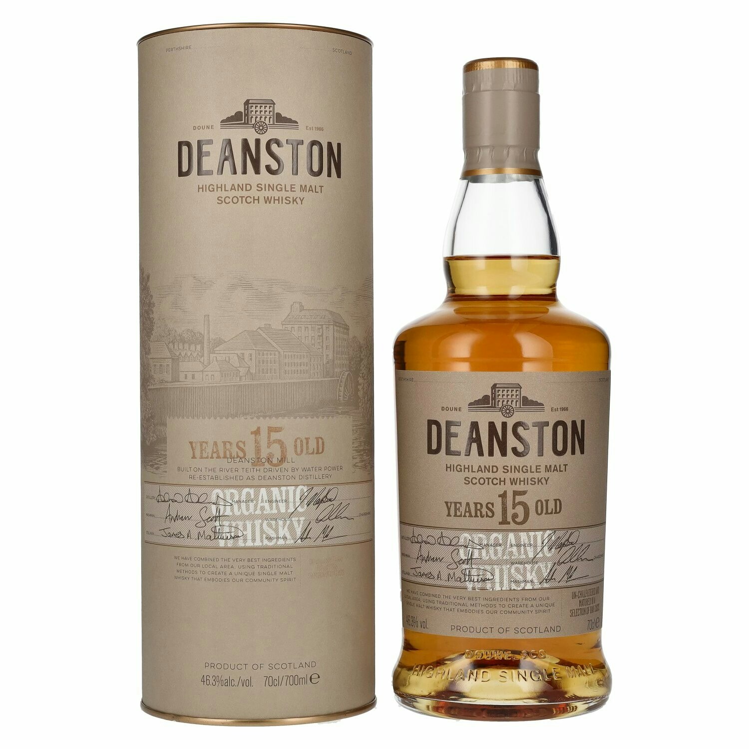 Deanston 15 Years Old ORGANIC Highland Single Malt 46,3% Vol. 0,7l in Giftbox