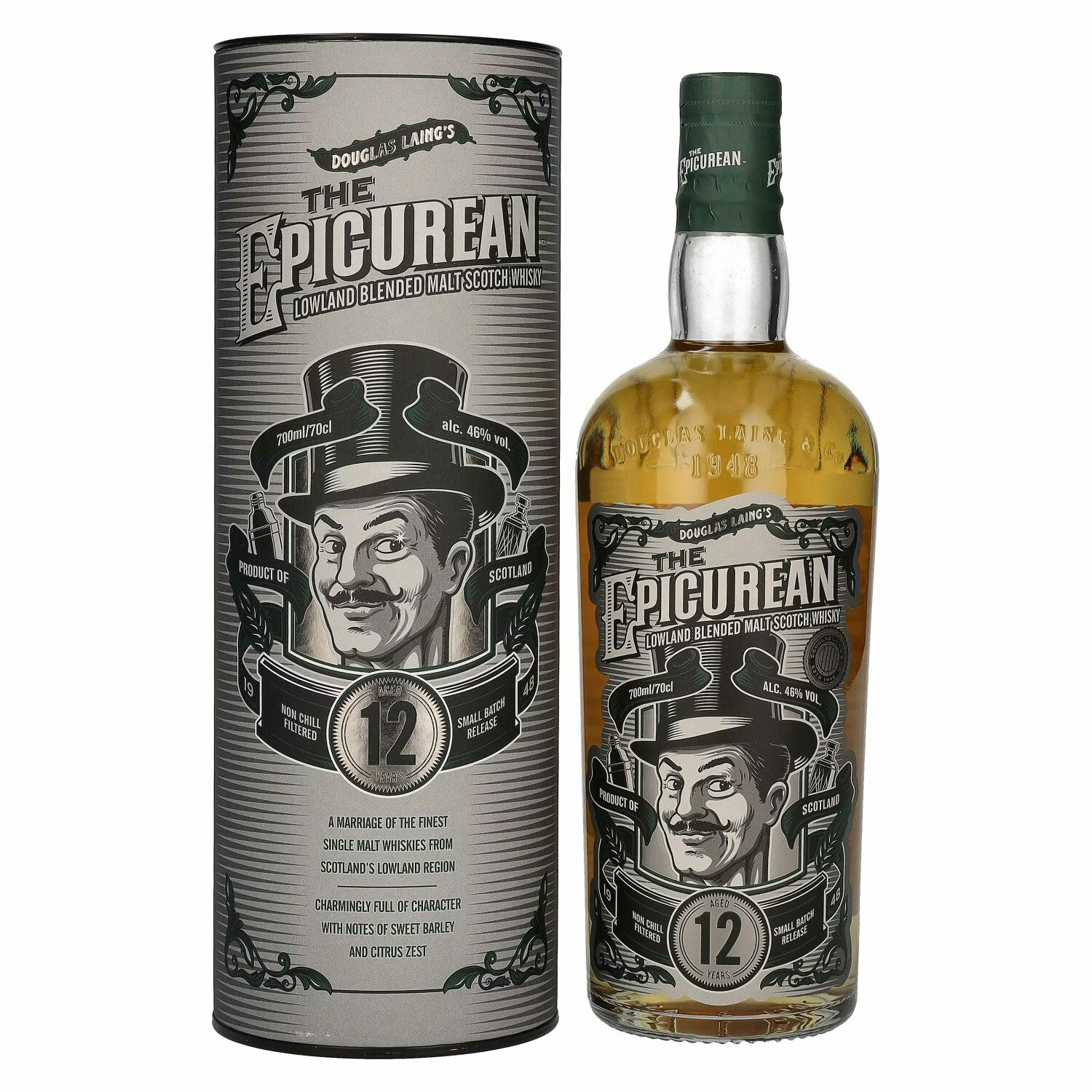 Douglas Laing THE EPICUREAN 12 Years Old Lowland Blended Malt 46% Vol. 0,7l in Giftbox