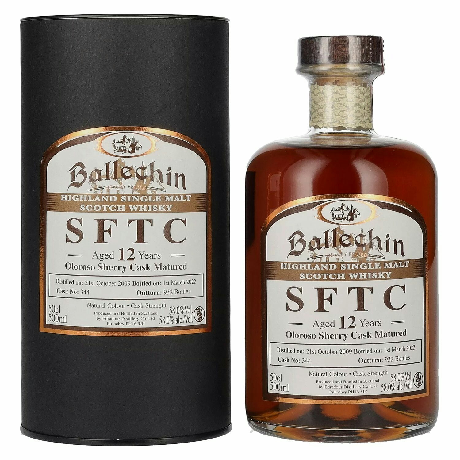 Edradour Ballechin SFTC 12 Years Old Oloroso Sherry Cask Matured 2009 58% Vol. 0,5l in Giftbox