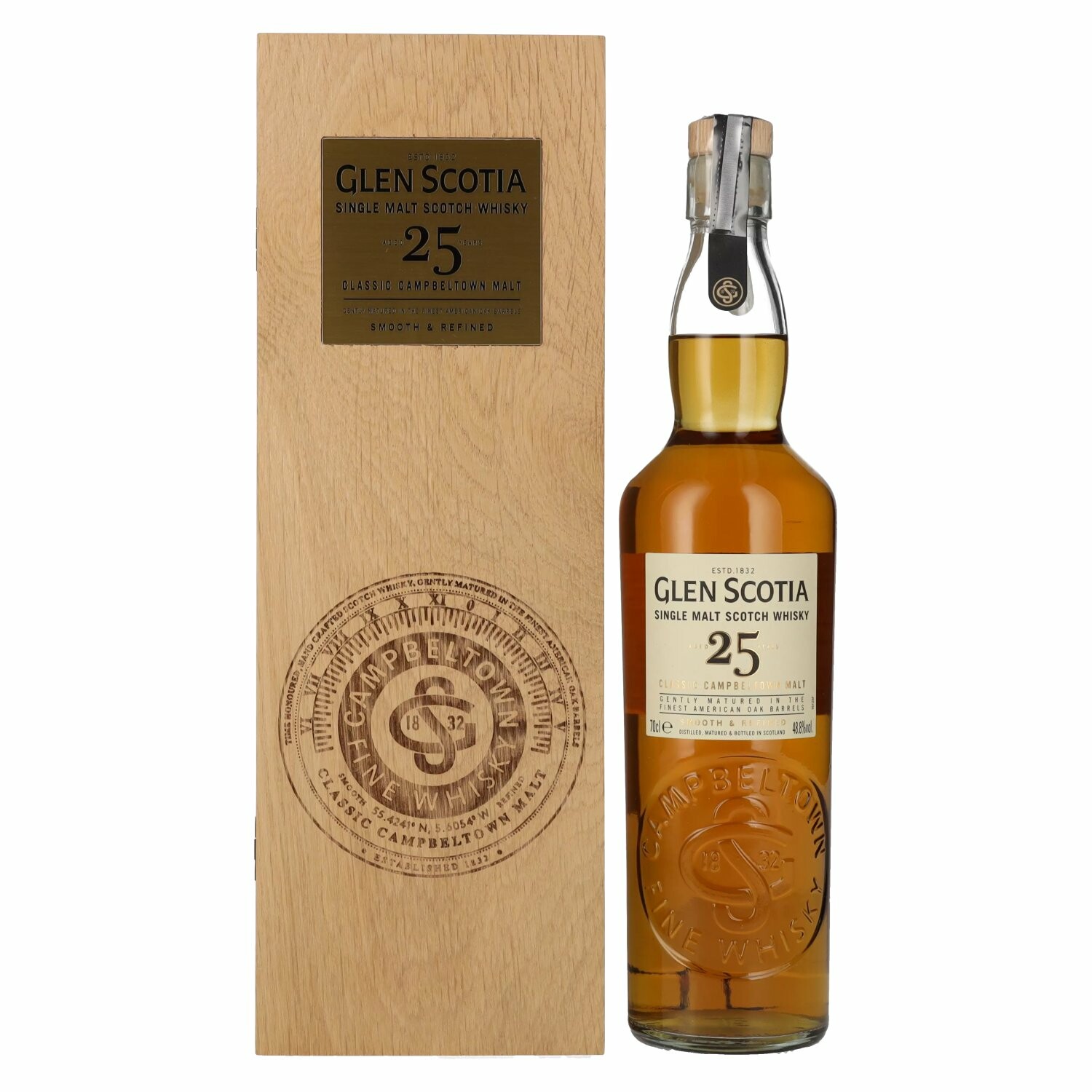 Glen Scotia 25 Years Old Single Malt Scotch Whisky 48,8% Vol. 0,7l in Holzkiste