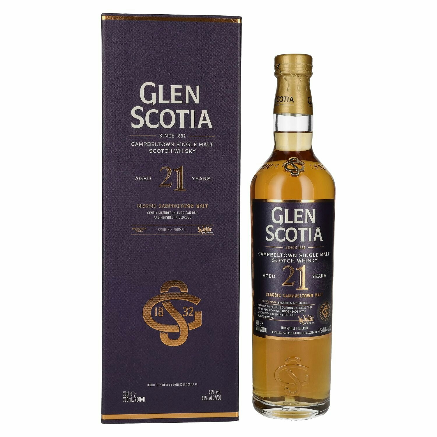 Glen Scotia 21 Years Old Single Malt Scotch Whisky 46% Vol. 0,7l in Giftbox