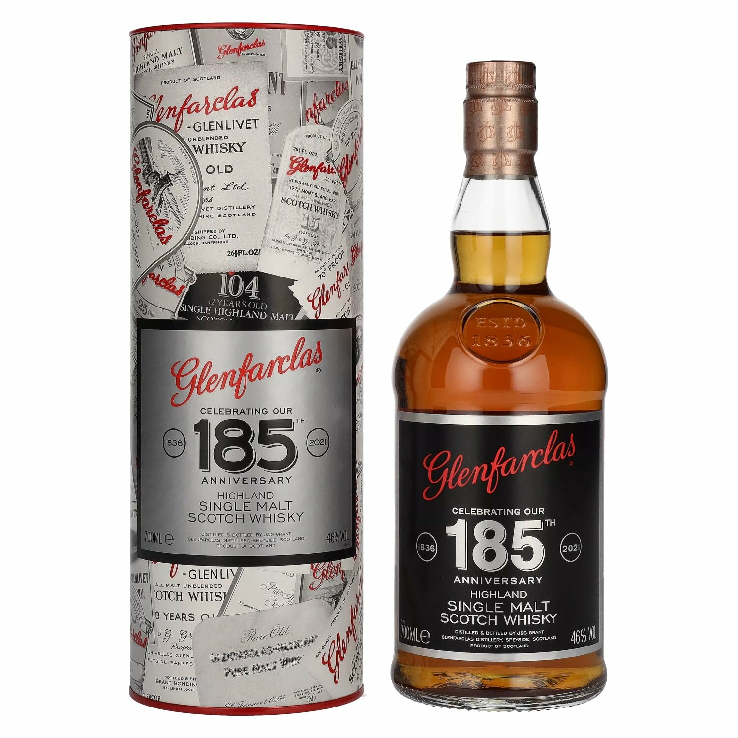 Glenfarclas 185 ANNIVERSARY Highland Single Malt 46% Vol. 0,7l in Giftbox
