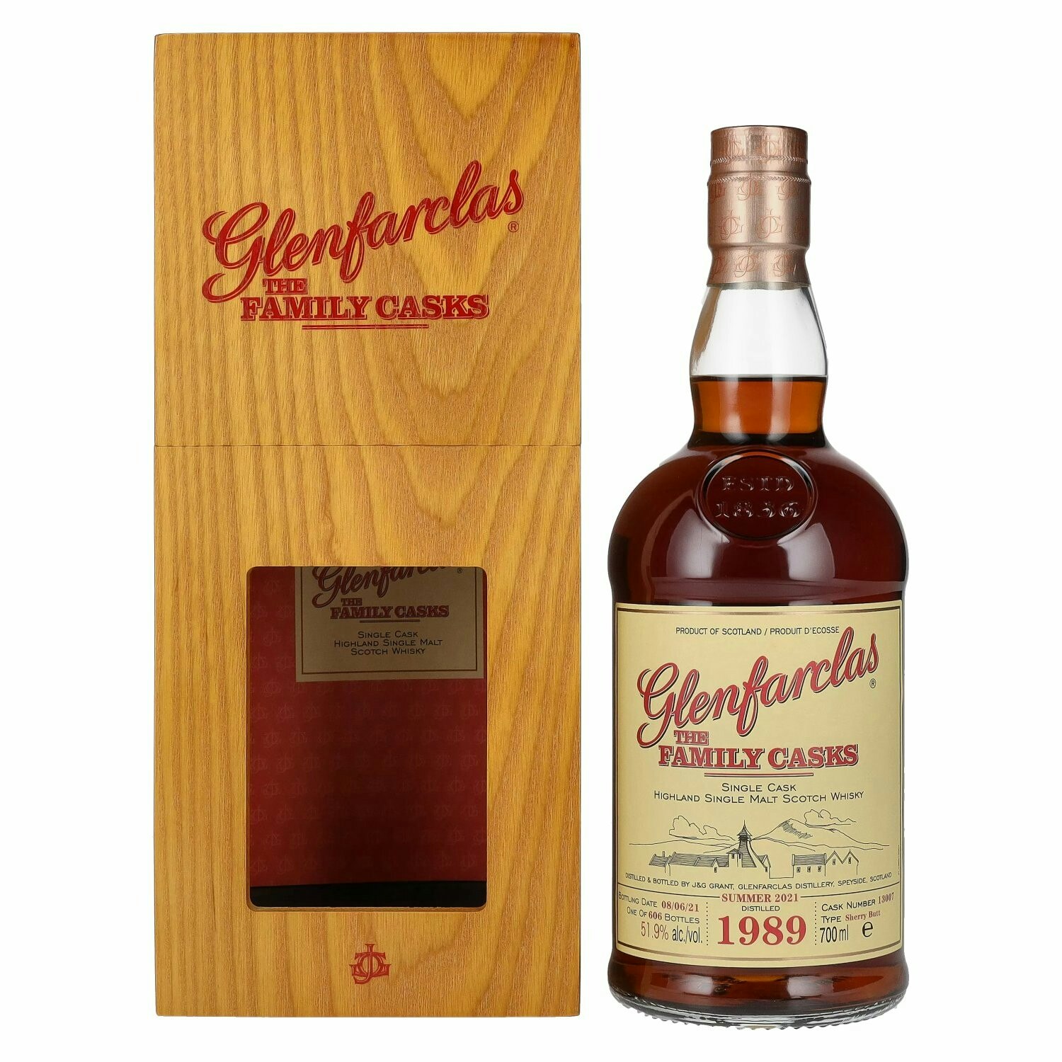 Glenfarclas THE FAMILY CASKS Single Cask SUMMER 2021 Sherry Butt 1989 59,1% Vol. 0,7l in Holzkiste