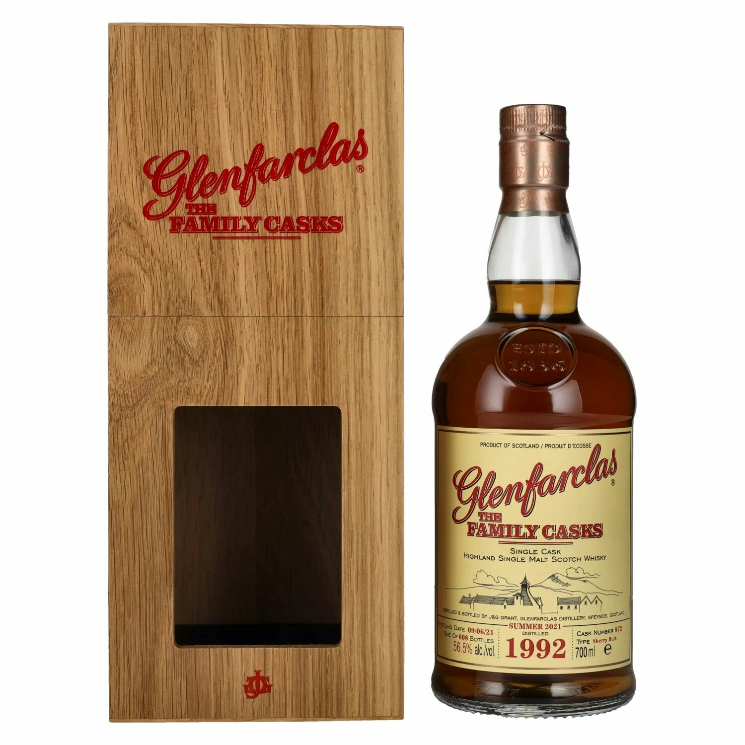 Glenfarclas THE FAMILY CASKS Single Cask SUMMER 2021 Sherry Butt 1992 56,5% Vol. 0,7l in Holzkiste