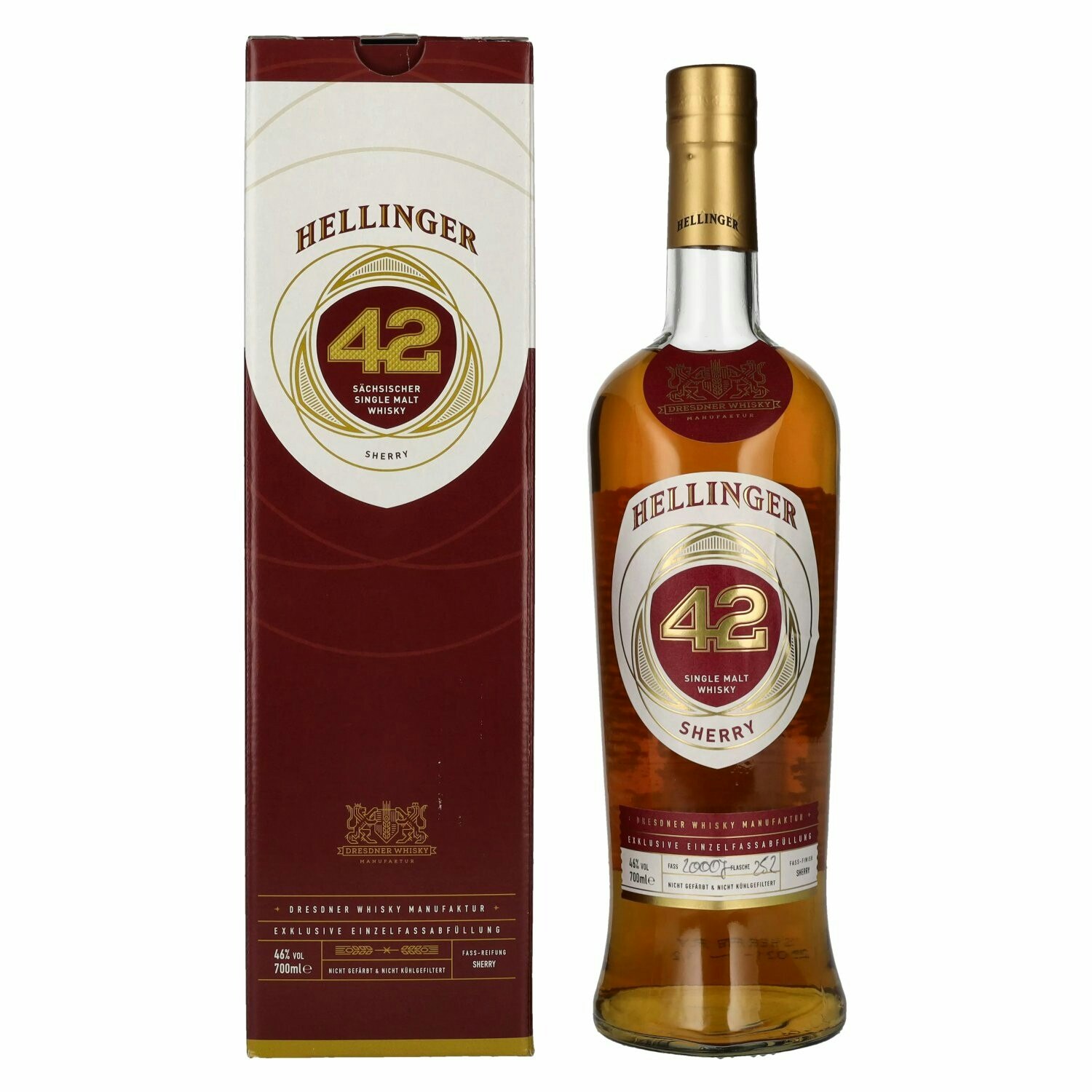 Hellinger 42 SHERRY Sächsischer Single Malt Whisky 46% Vol. 0,7l in Giftbox