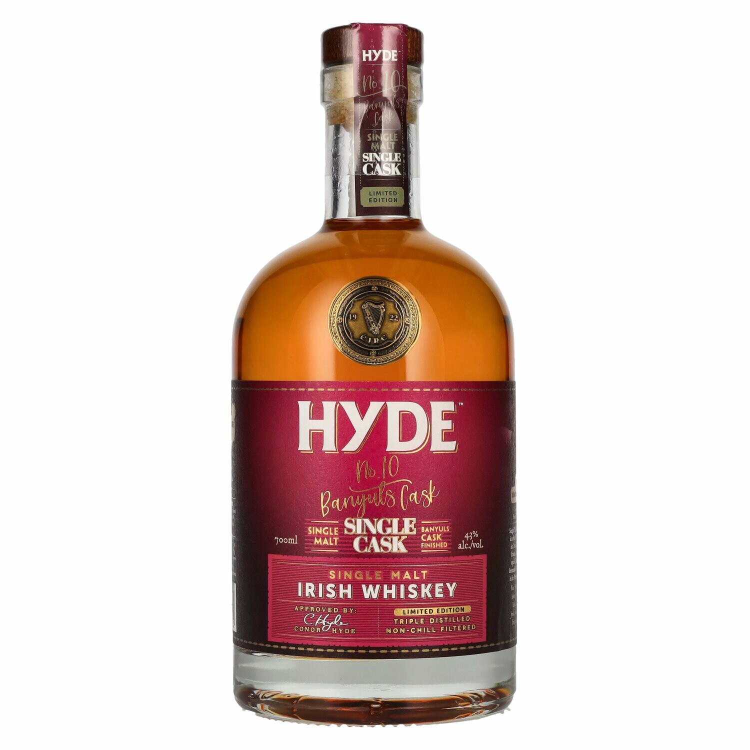 Hyde No.10 BANYULS SINGLE CASK Single Malt Irish Whiskey Limited Edition 43% Vol. 0,7l