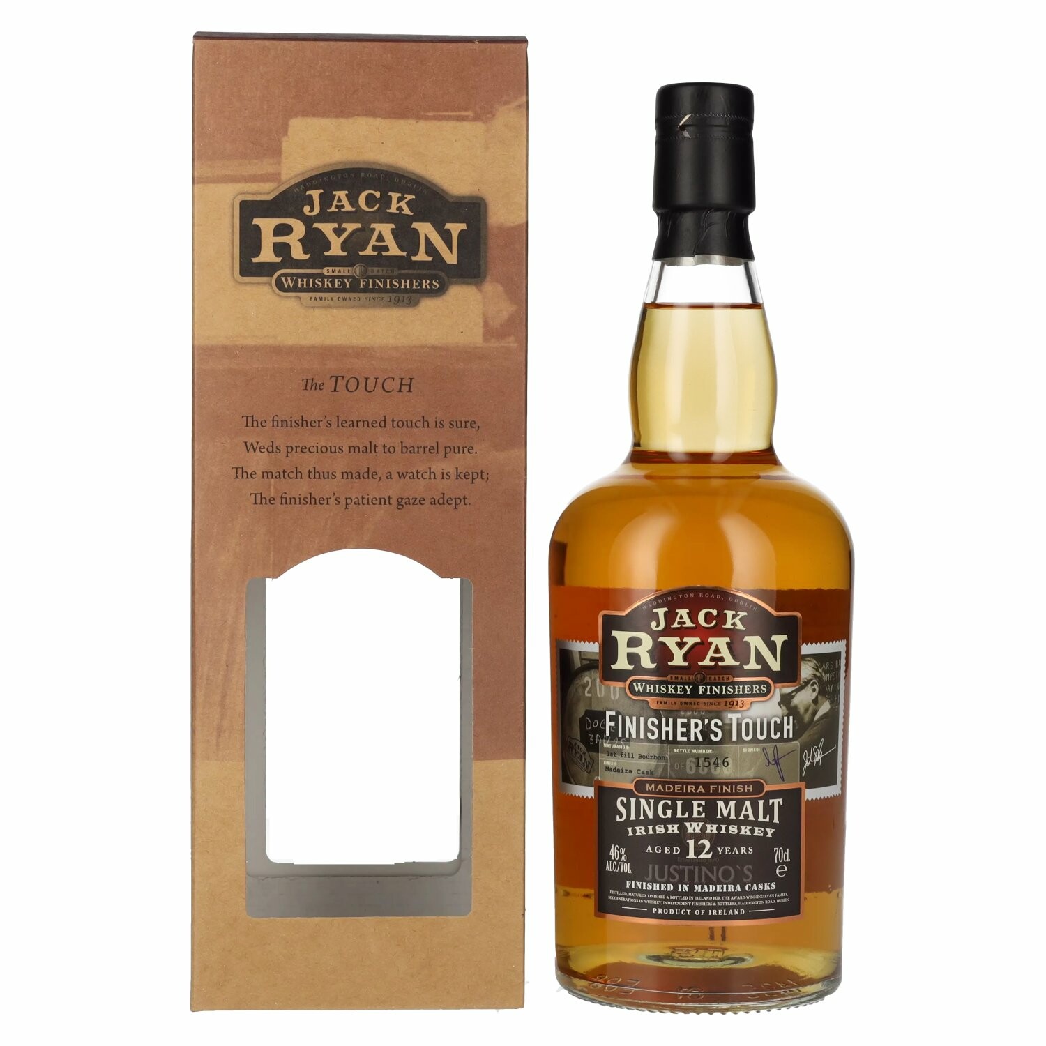 Jack Ryan 12 Years Old FINISHER'S TOUCH Single Malt Irish Whiskey Madeira Finish 46% Vol. 0,7l in Giftbox