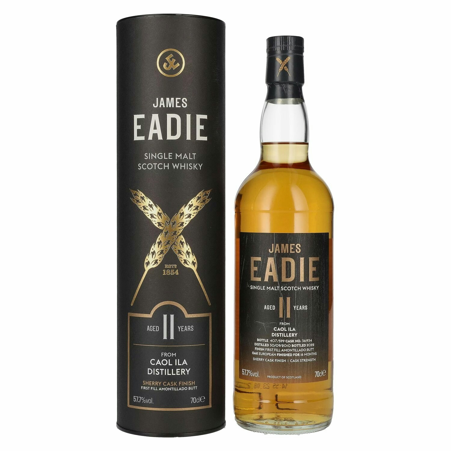 James Eadie CAOL ILA 11 Years Old Single Malt Sherry Cask Finish 2010 57,7% Vol. 0,7l in Giftbox