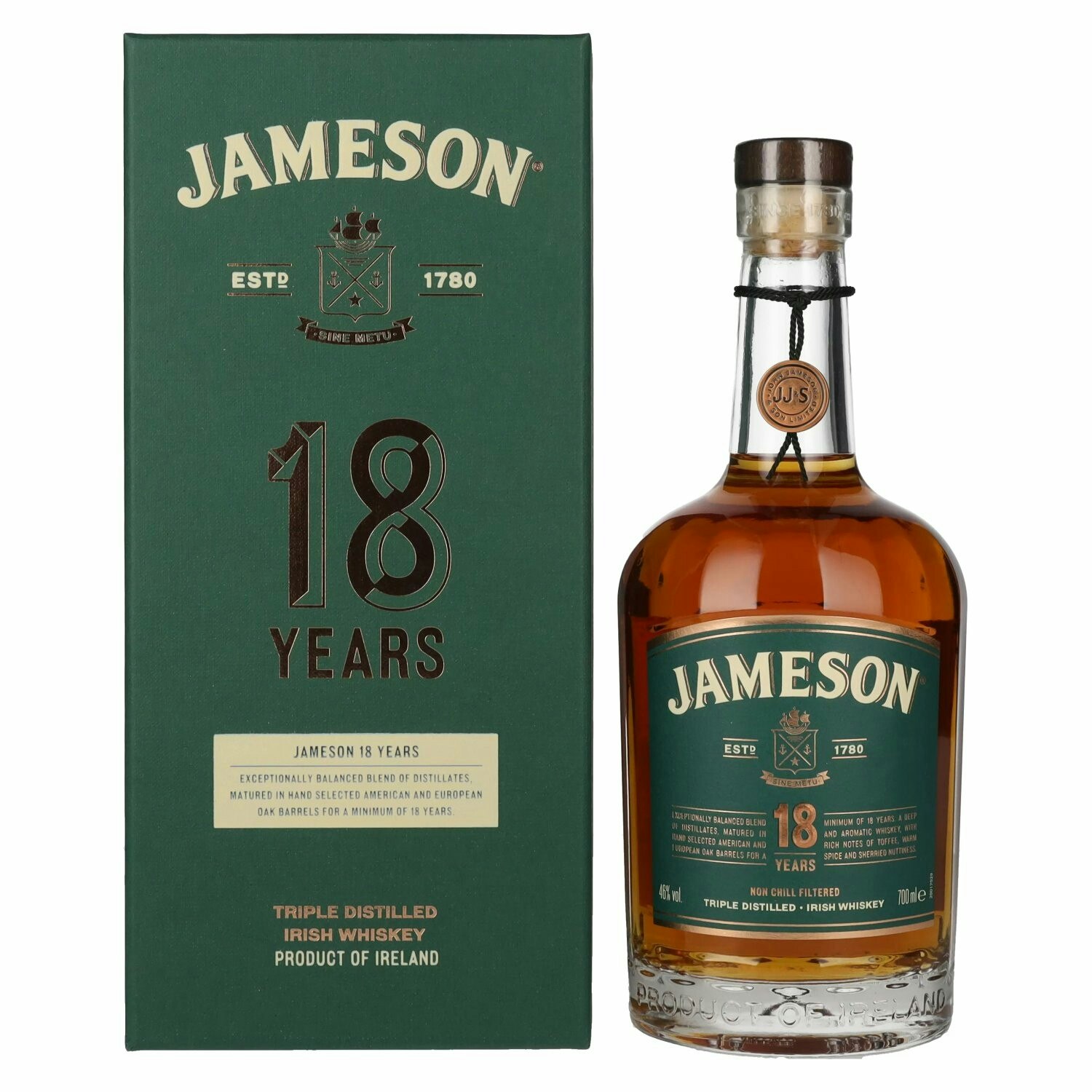 Jameson 18 Years Old Triple Distilled Irish Whiskey 46% Vol. 0,7l in Giftbox