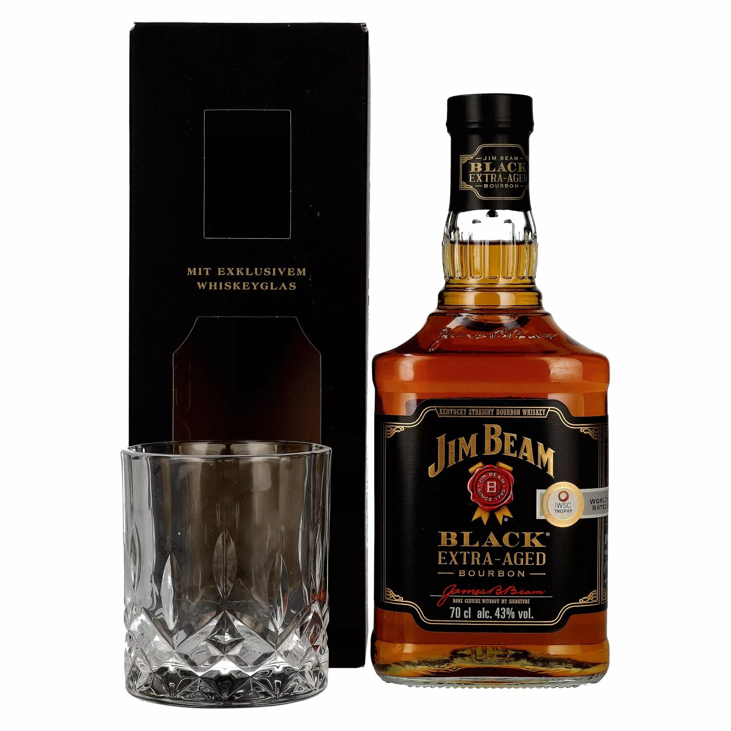 Jim Beam BLACK Extra-Aged Bourbon 43% Vol. 0,7l in Giftbox with glass