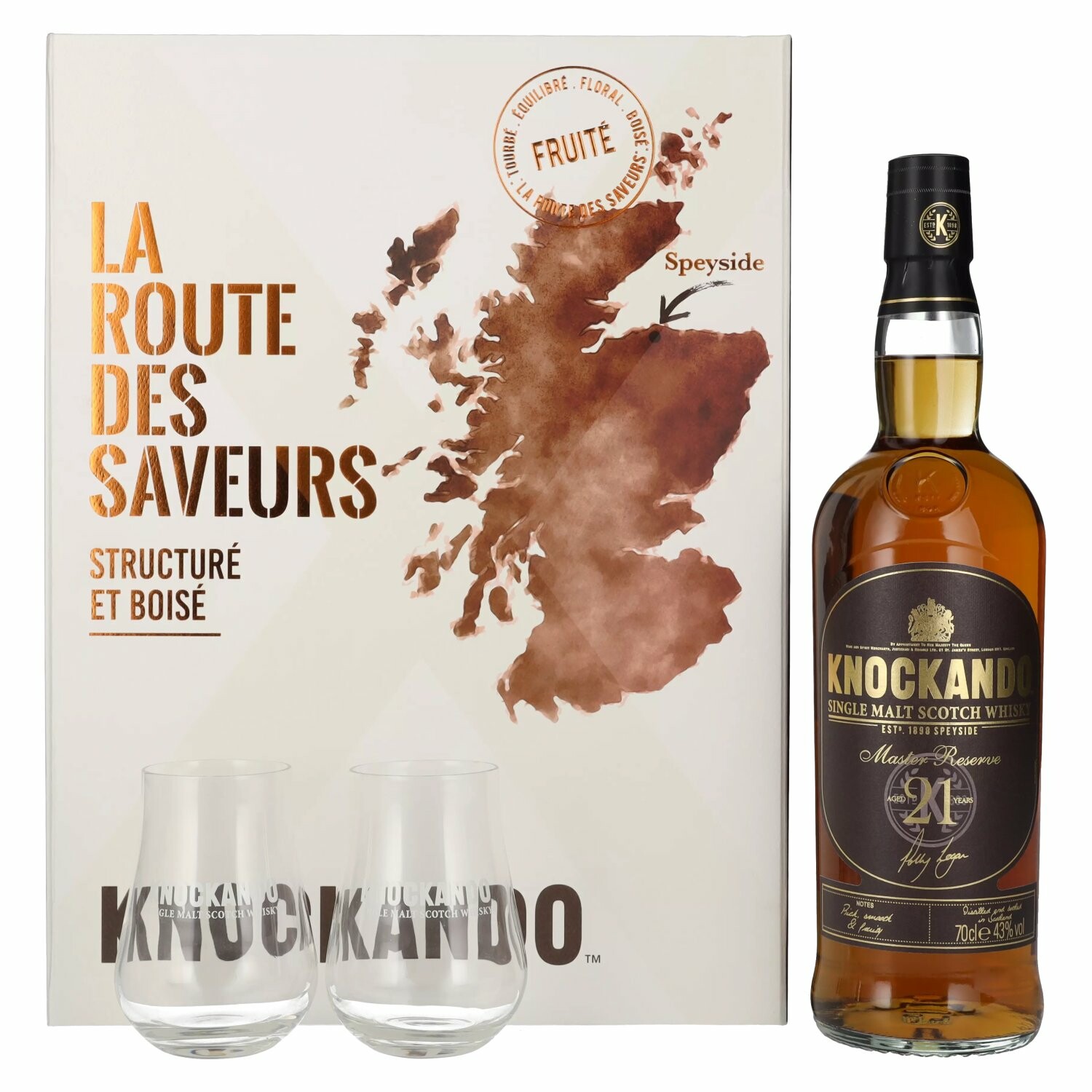 Knockando 21 Years Old Master Reserve 43% Vol. 0,7l in Giftbox with 2 glasses