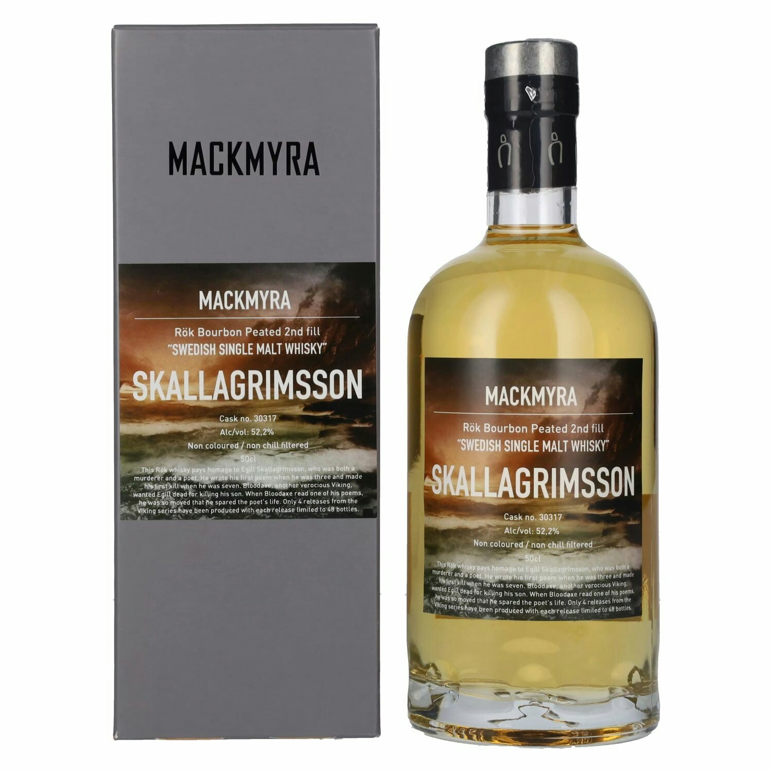 Mackmyra SKALLAGRIMSSON Rök Bourbon Peated Swedish Single Malt Whisky 52,2% Vol. 0,5l in Giftbox