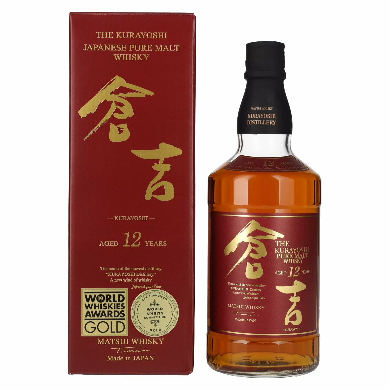 Matsui Whisky THE KURAYOSHI 12 Years Old Pure Malt Whisky 43% Vol. 0,7l in Giftbox