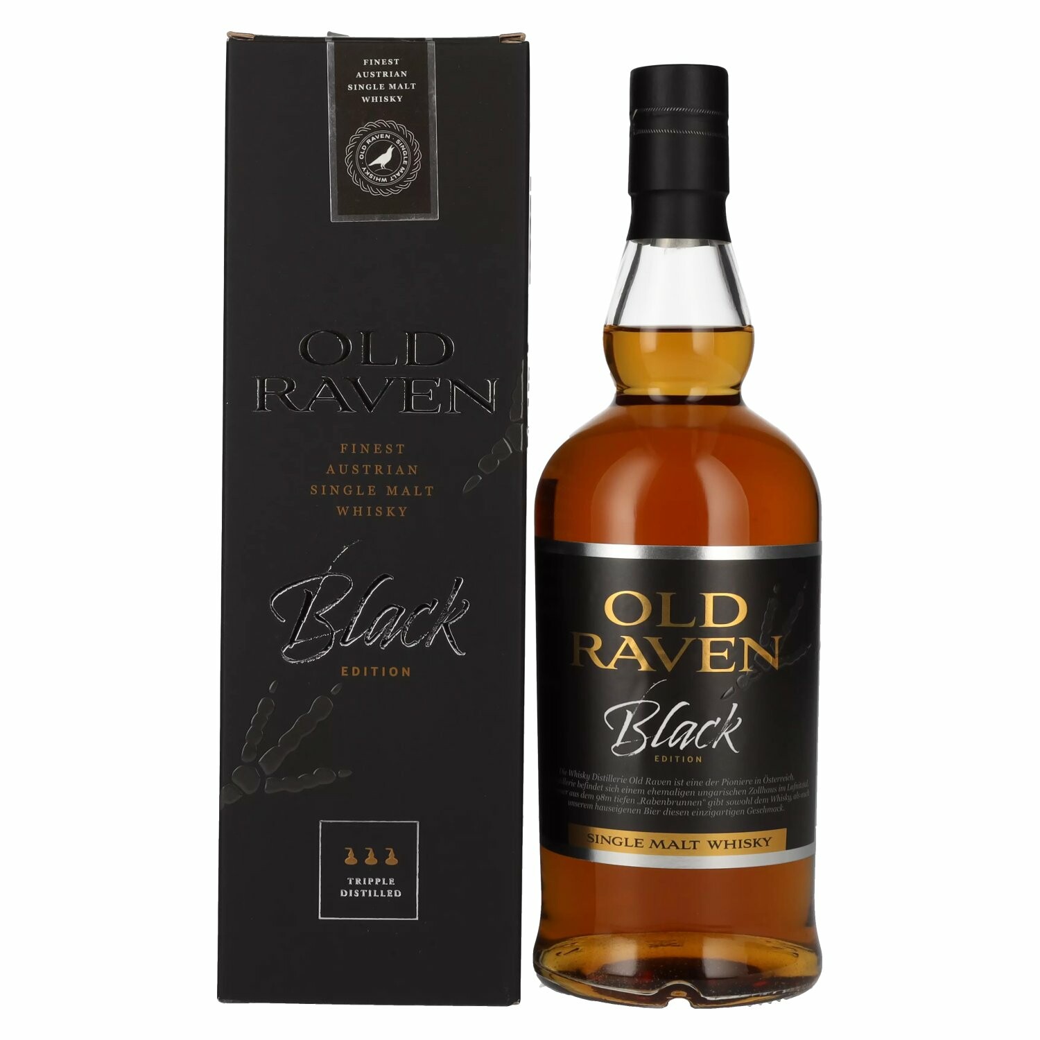 Old Raven Triple Distilled Single Malt Whisky Black Edition 41,8% Vol. 0,7l in Giftbox