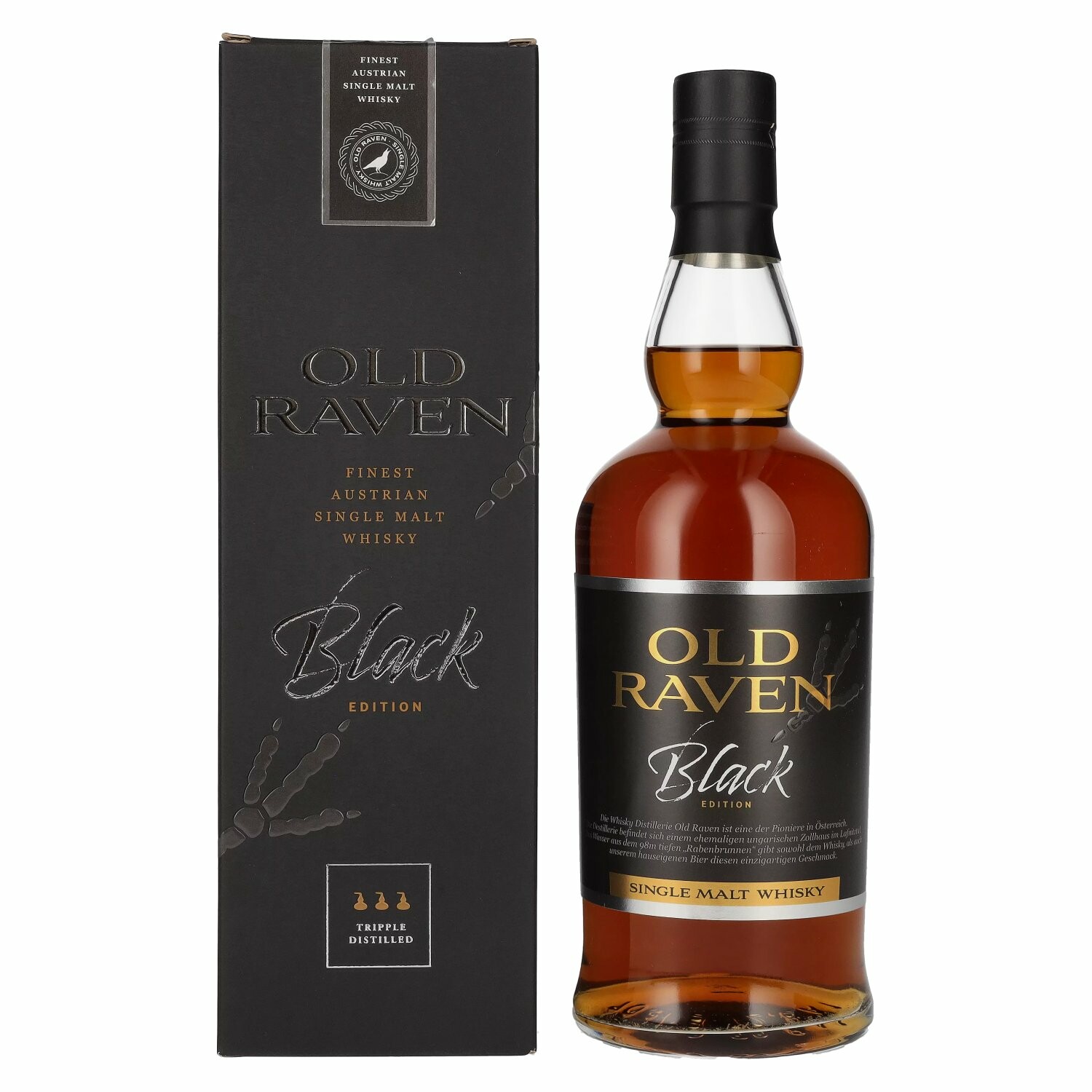 Old Raven Triple Distilled Single Malt Whisky Black Edition Fasstärke Batch 1 55,2% Vol. 0,7l in Giftbox