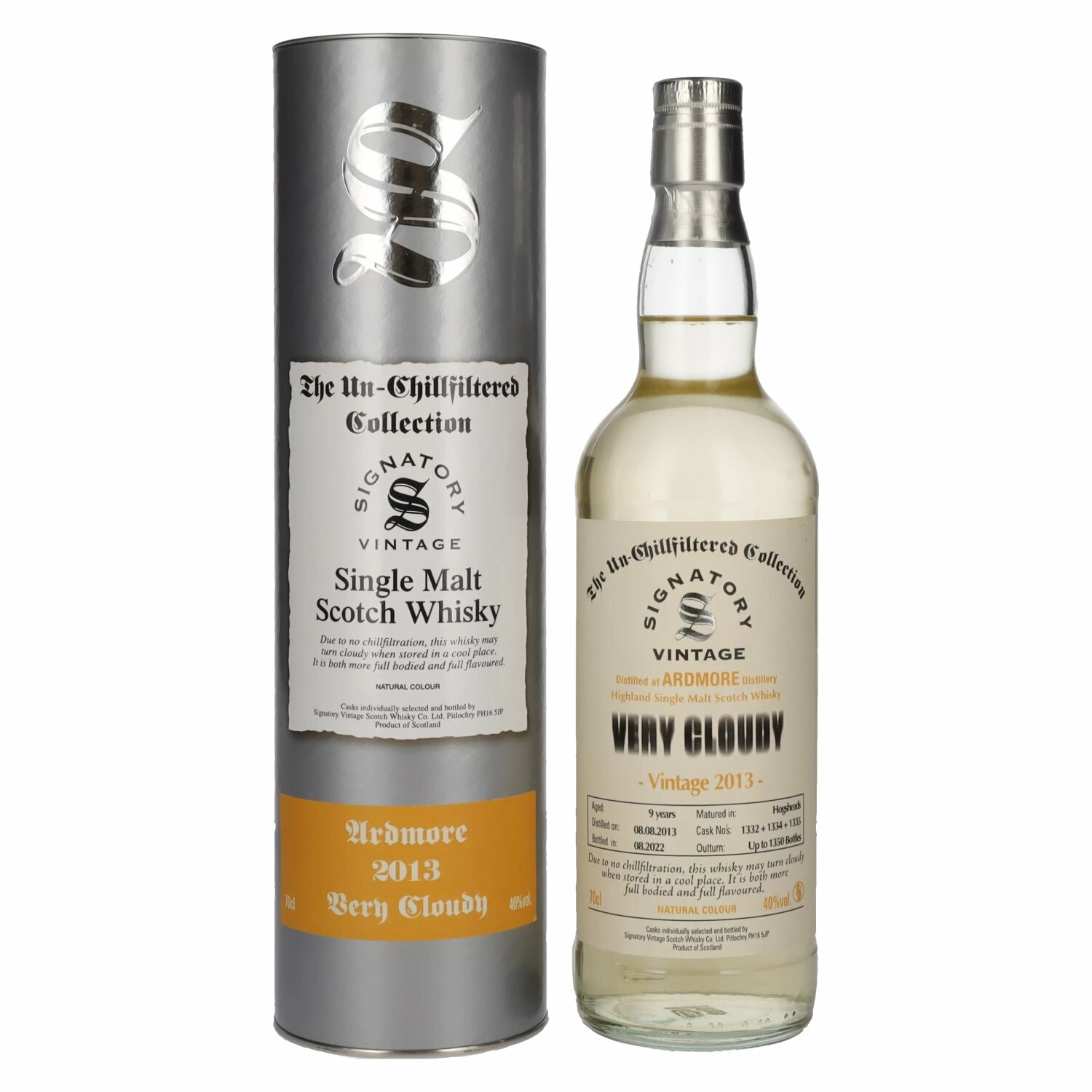 Signatory Vintage ARDMORE 9 Years Old VERY CLOUDY The Un-Chillfiltered 2013 40% Vol. 0,7l in Giftbox