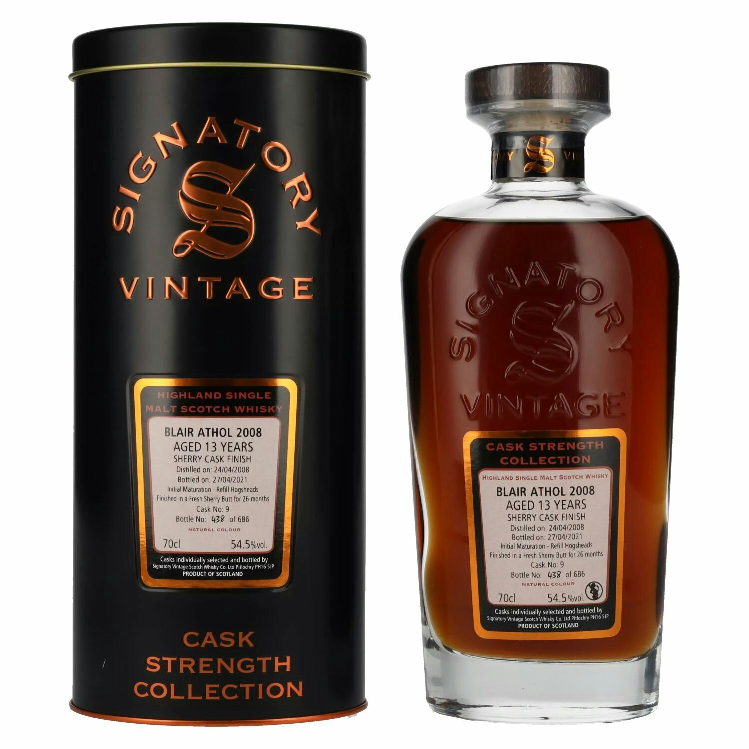 Signatory Vintage BLAIR ATHOL 13 Years Old Cask Strength 2008 54,5% Vol. 0,7l in Tinbox