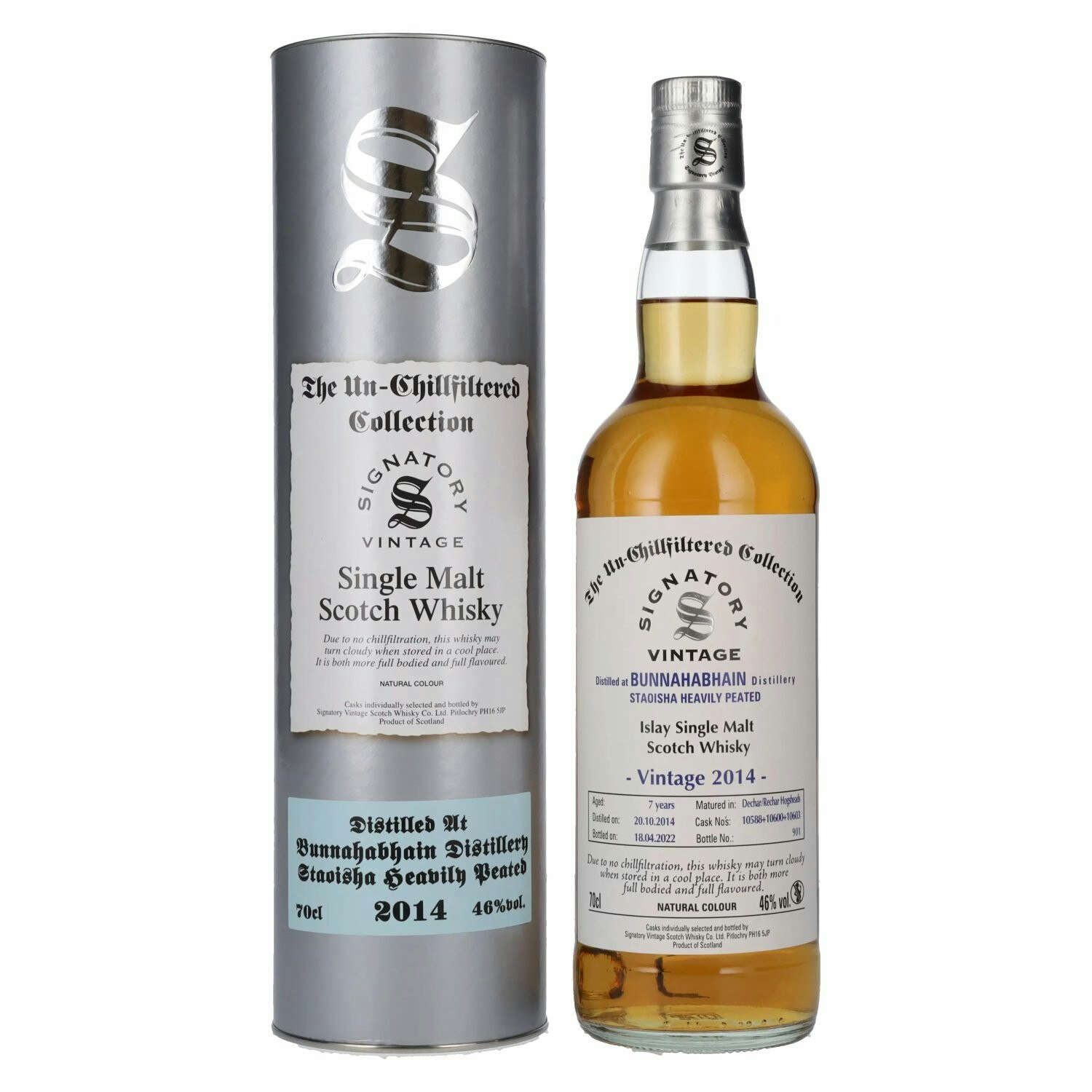 Signatory Vintage BUNNAHABHAIN STAOISHA 7 Years Old The Un-Chillfiltered 2014 46% Vol. 0,7l in Giftbox