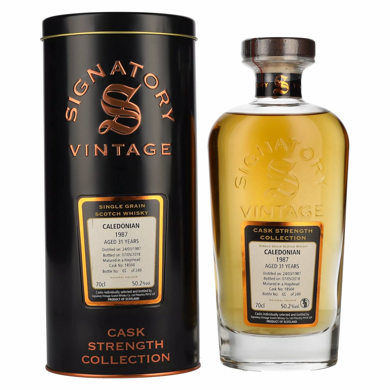 Signatory Vintage CALEDONIAN 31 Years Old Cask Strength 1987 50,2% Vol. 0,7l in Tinbox