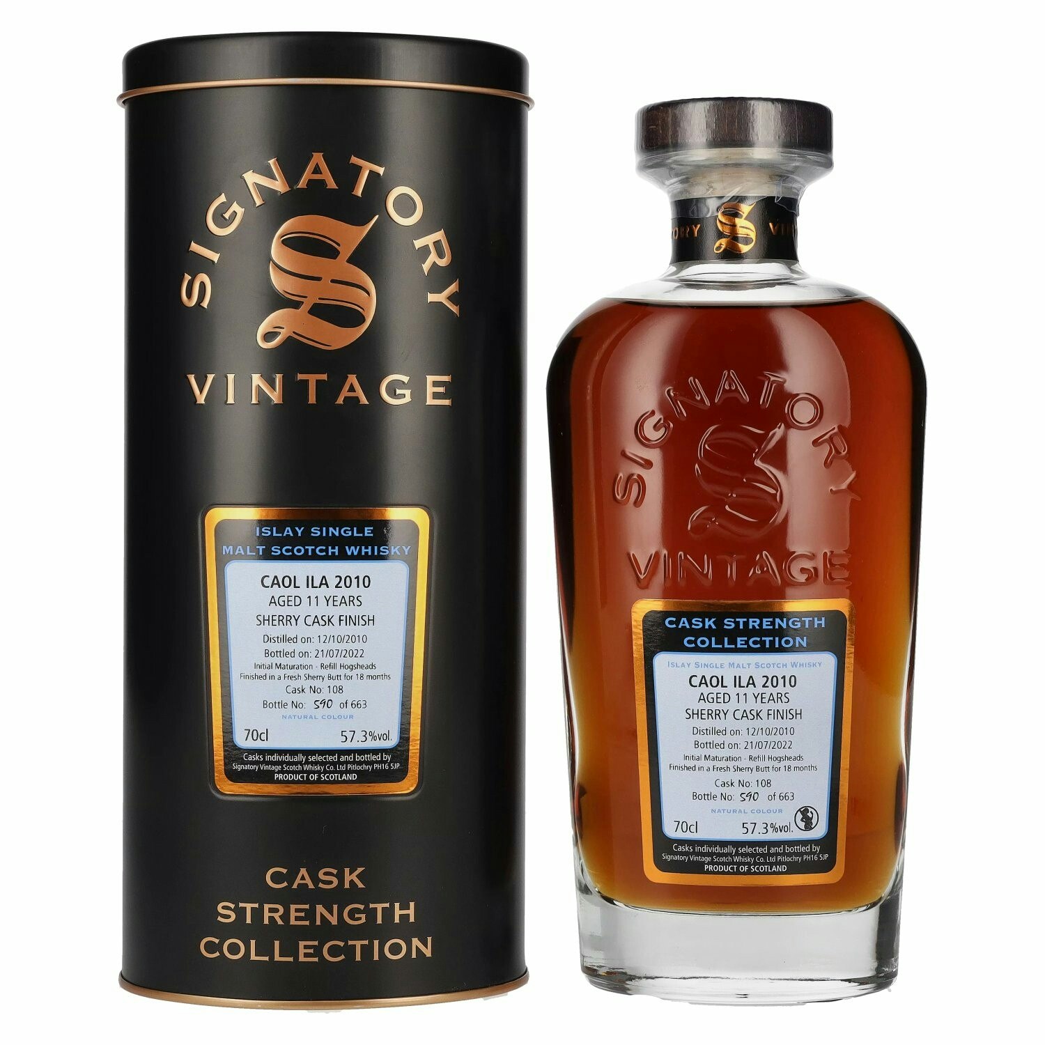Signatory Vintage CAOL ILA 11 Years Old Cask Strength 2010 57,3% Vol. 0,7l in Tinbox