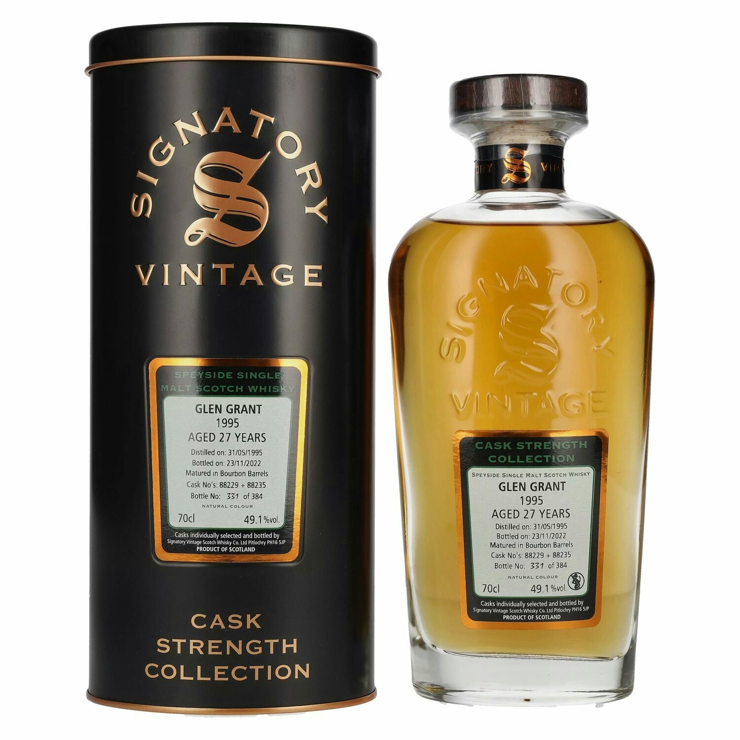 Signatory Vintage GLEN GRANT 27 Years Old Cask Strength 1995 49,1% Vol. 0,7l in Tinbox