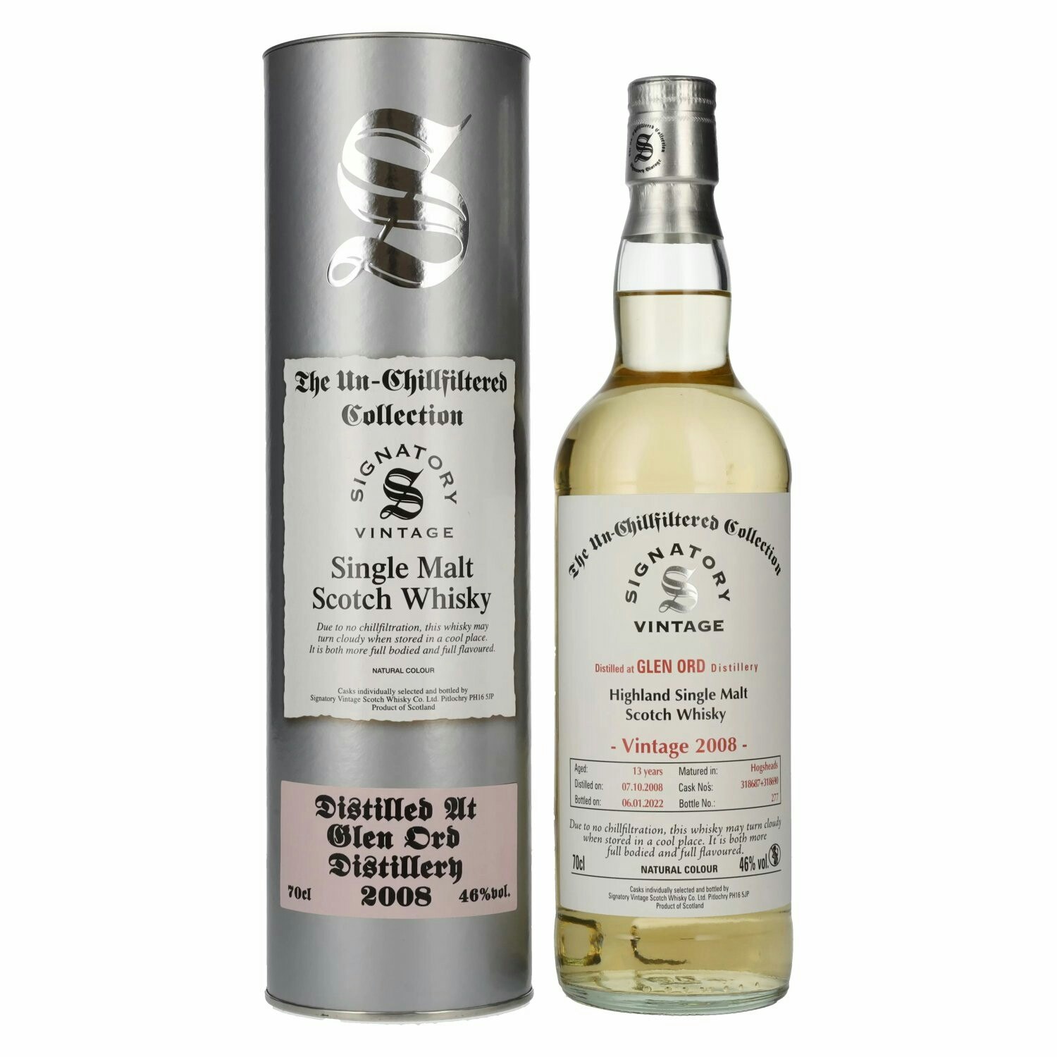 Signatory Vintage GLEN ORD 13 Years Old The Un-Chillfiltered 2008 46% Vol. 0,7l in Giftbox