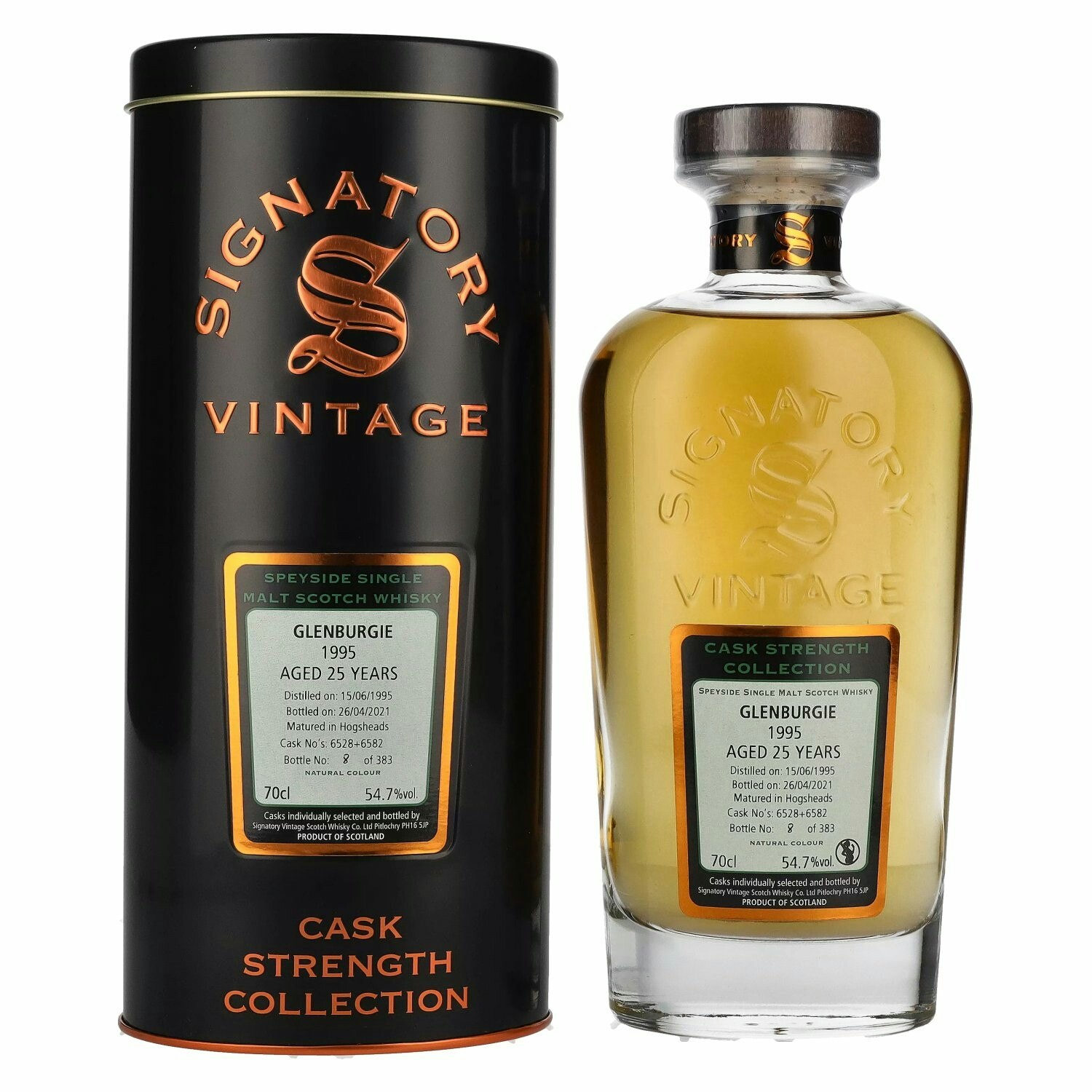 Signatory Vintage GLENBURGIE 25 Years Old Cask Strength 1995 54,7% Vol. 0,7l in Tinbox