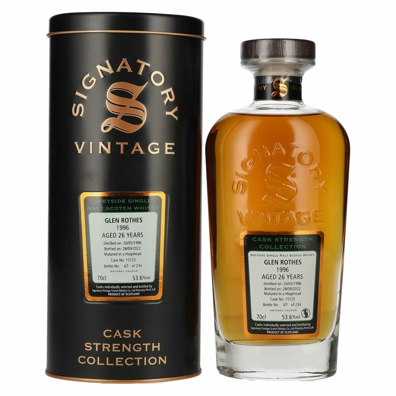 Signatory Vintage GLENROTHES 26 Years Old Cask Strength 1996 53,6% Vol. 0,7l in Tinbox