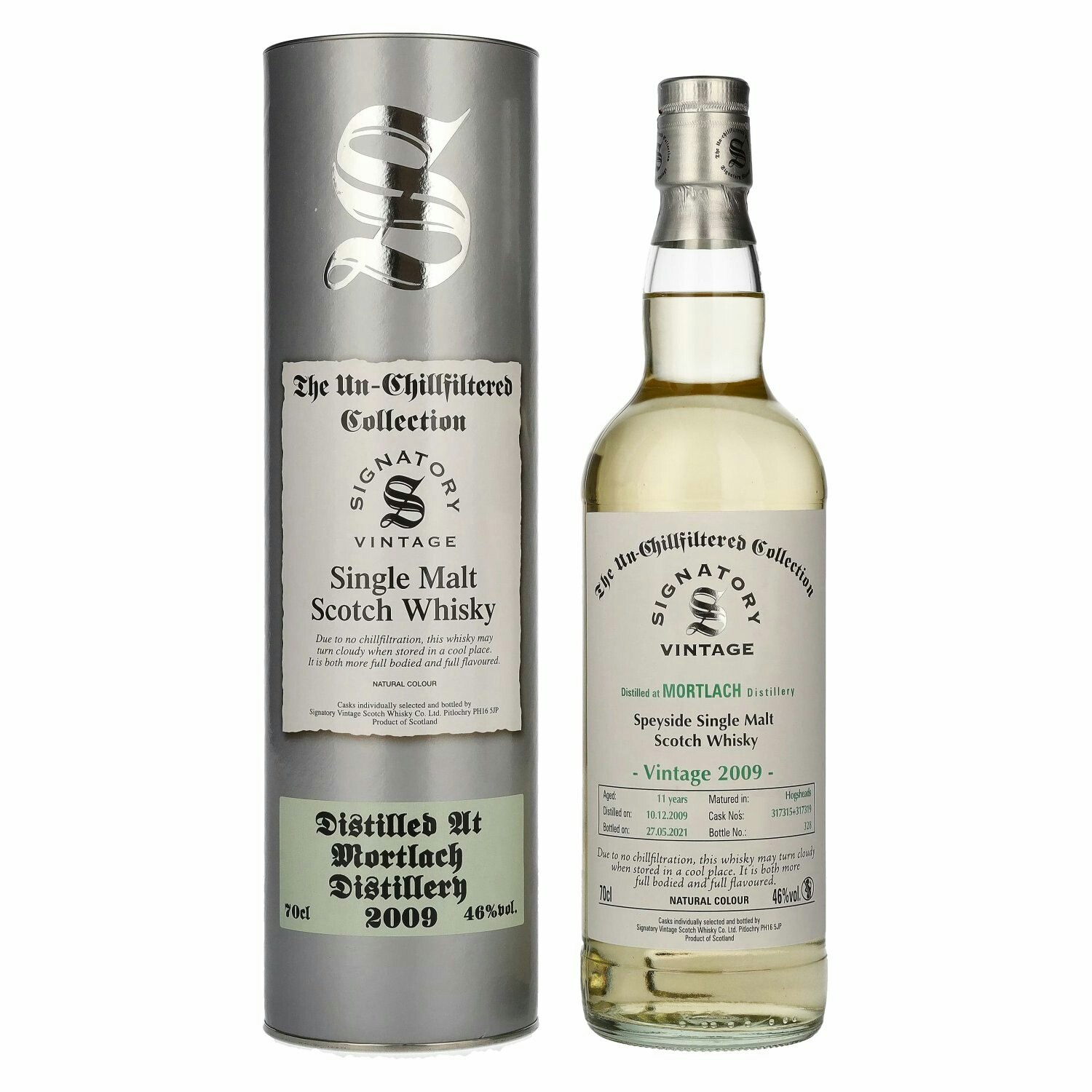 Signatory Vintage MORTLACH 11 Years Old The Un-Chillfiltered 2009 46% Vol. 0,7l in Tinbox
