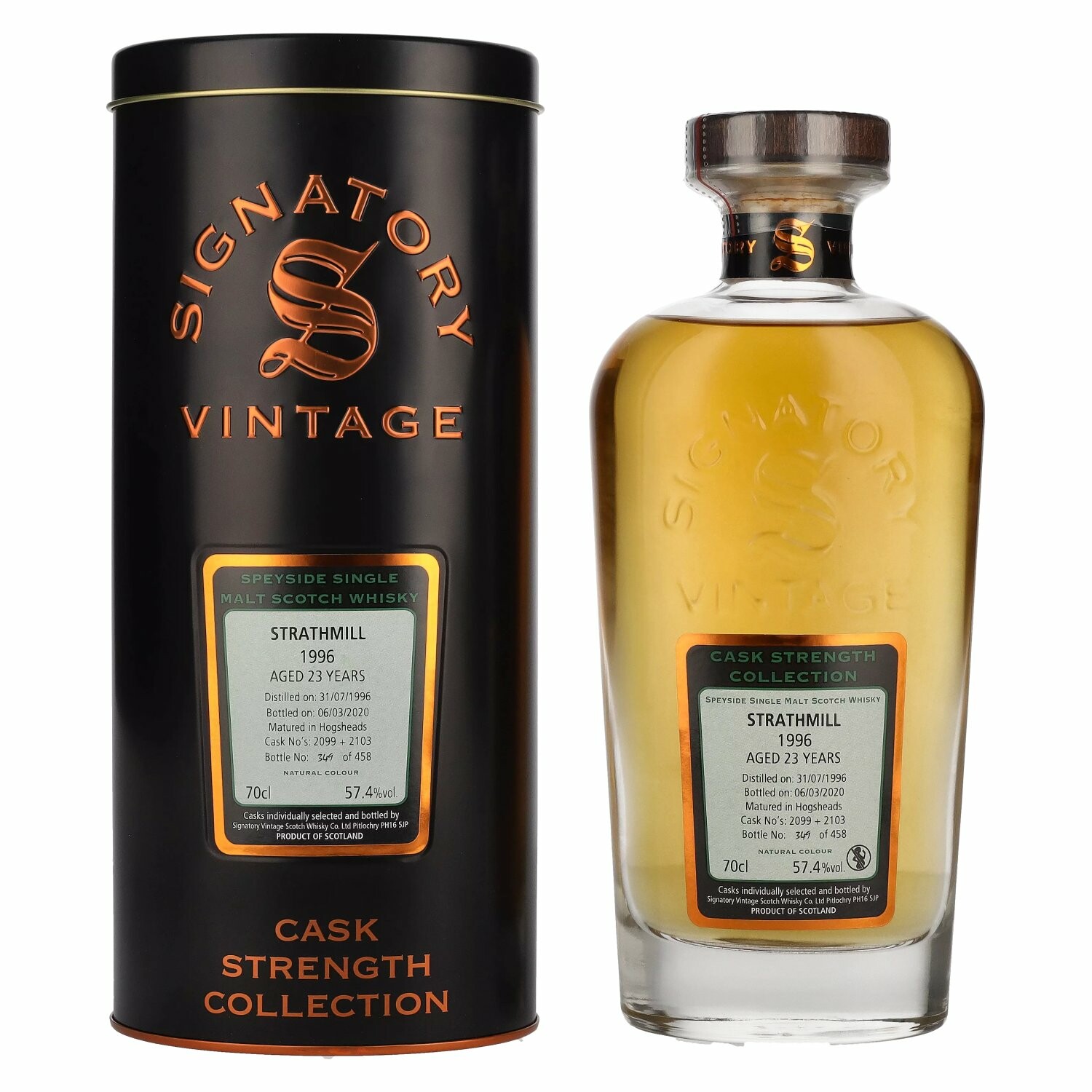 Signatory Vintage STRATHMILL 23 Years Old Cask Strength 1996 57,4% Vol. 0,7l in Tinbox
