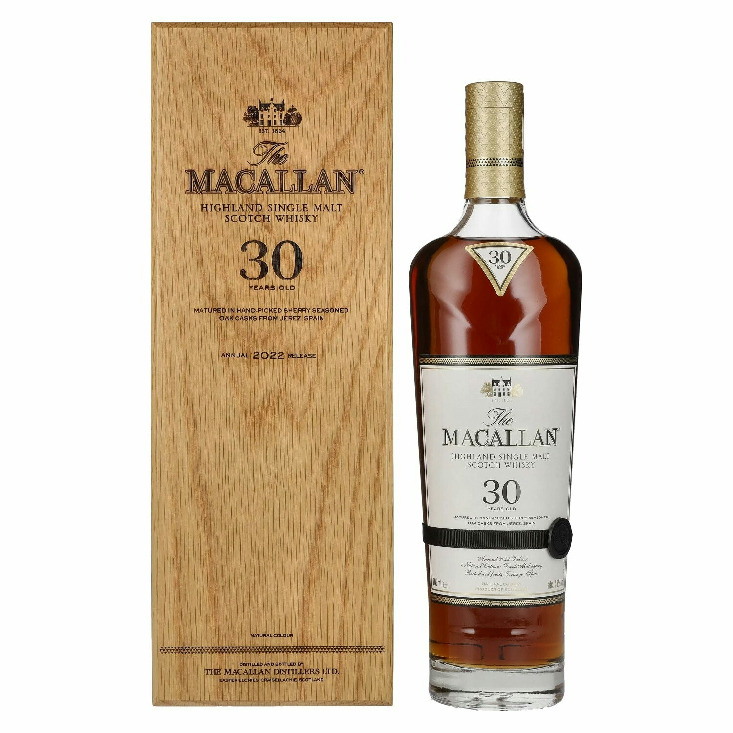 The Macallan 30 Years Old SHERRY OAK 2022 43% Vol. 0,7l in Holzkiste