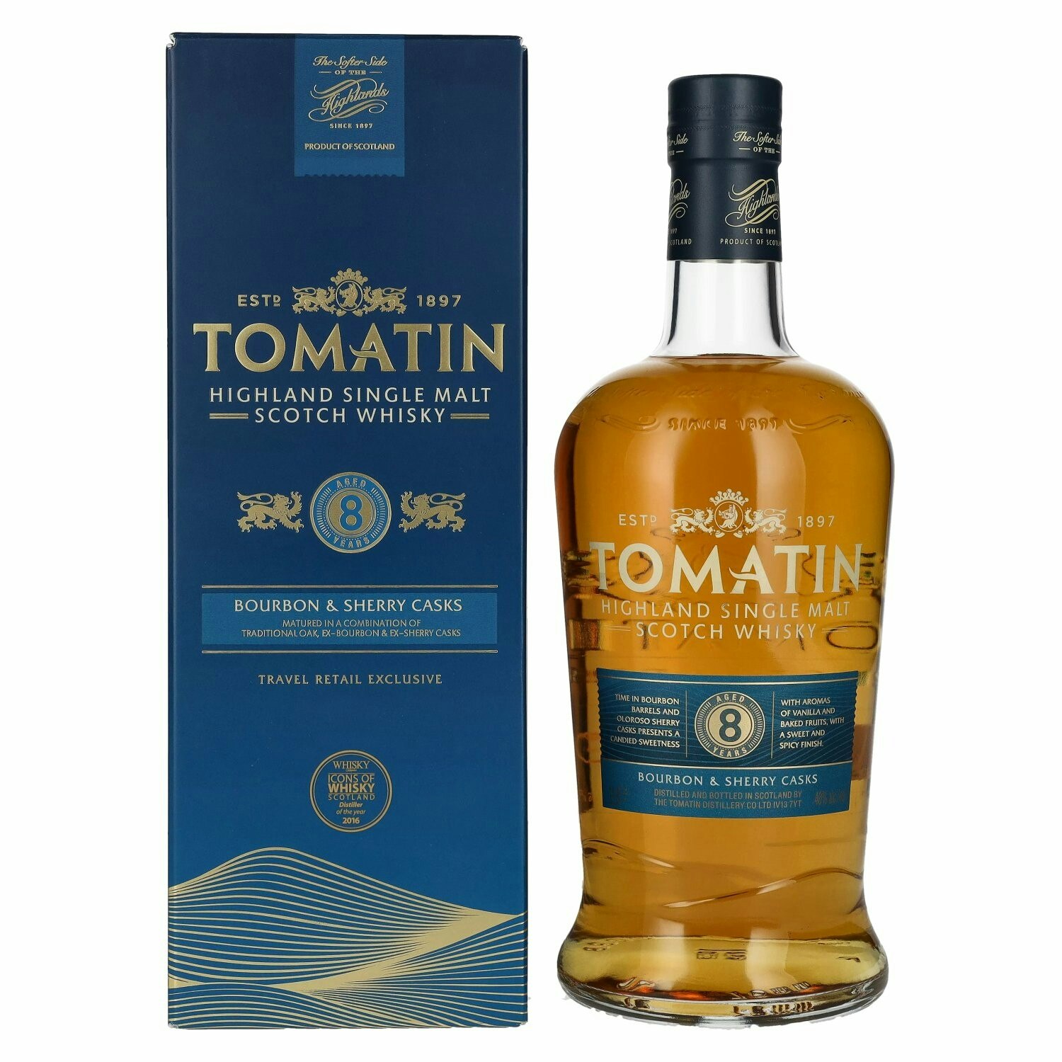 Tomatin 8 Years Old BOURBON & SHERRY CASKS 40% Vol. 1l in Giftbox