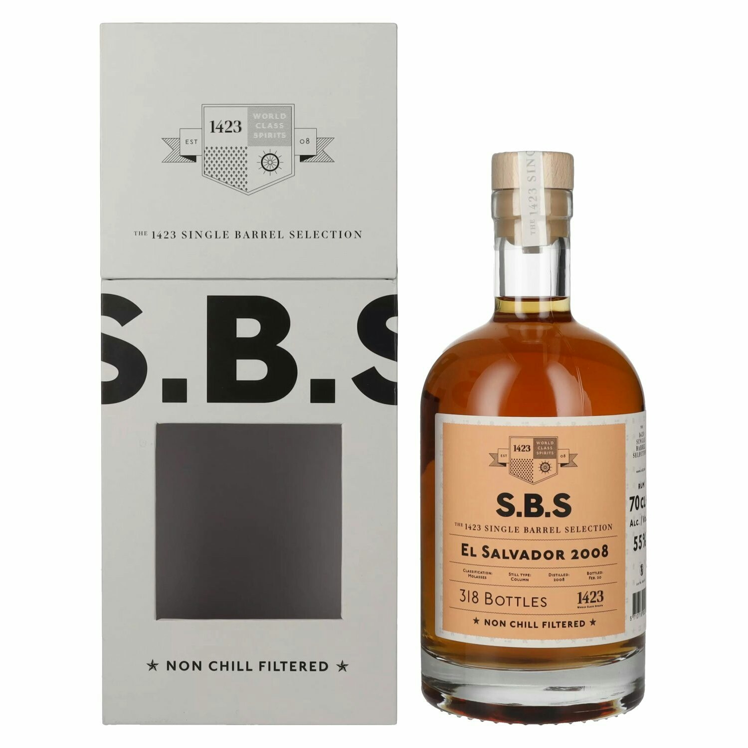 1423 S.B.S EL SALVADOR Rum 2008 55% Vol. 0,7l in Giftbox