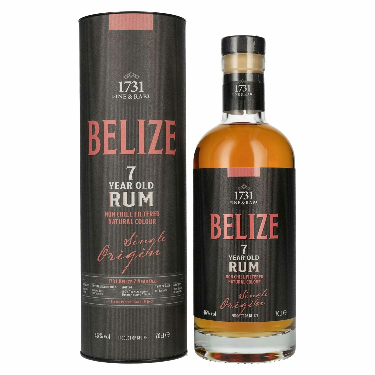 1731 Fine & Rare BELIZE 7 Years Old Single Origin Rum 46% Vol. 0,7l in Giftbox