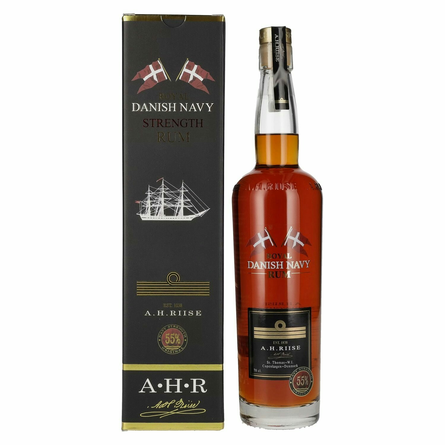 A.H. Riise Royal DANISH NAVY STRENGTH Rum - Old Edition 55% Vol. 0,7l in Giftbox
