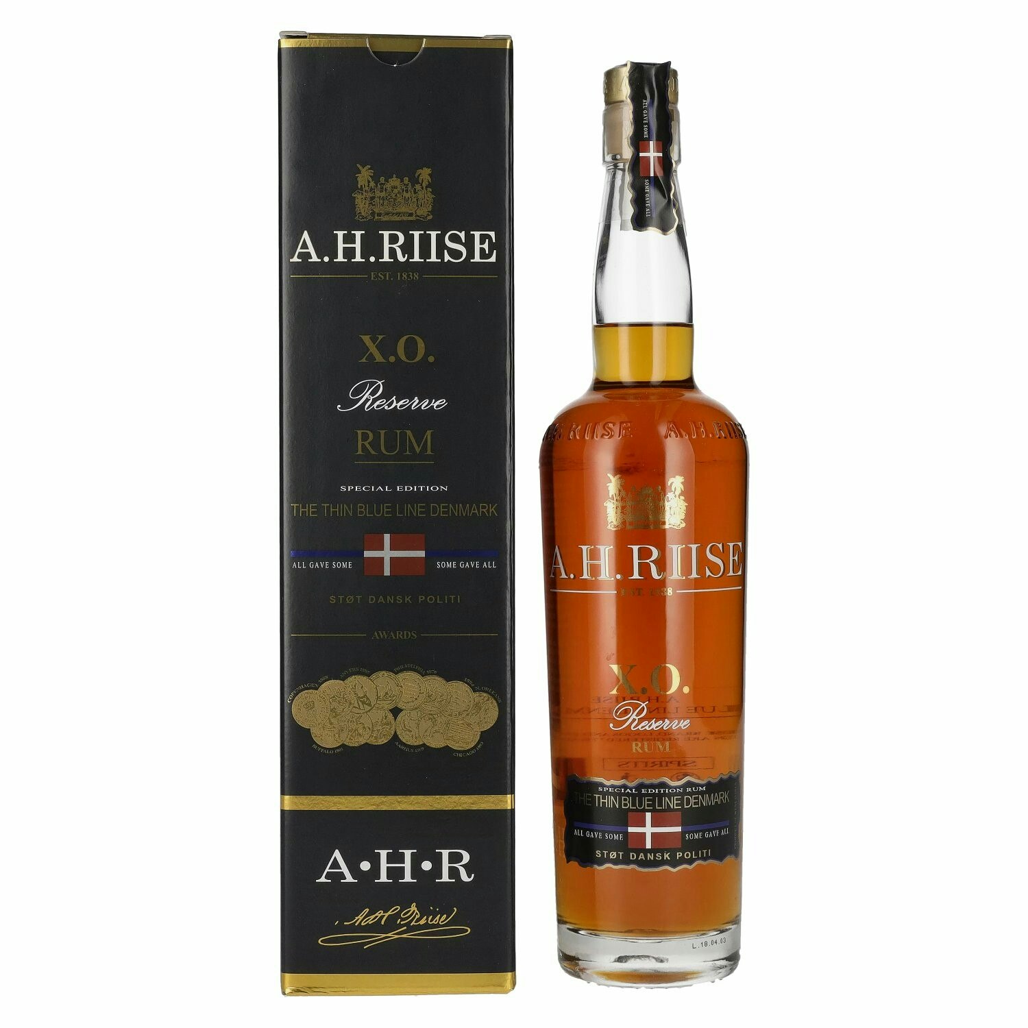 A.H. Riise X.O. Reserve Rum THE THIN BLUE LINE DENMARK 40% Vol. 0,7l in Giftbox