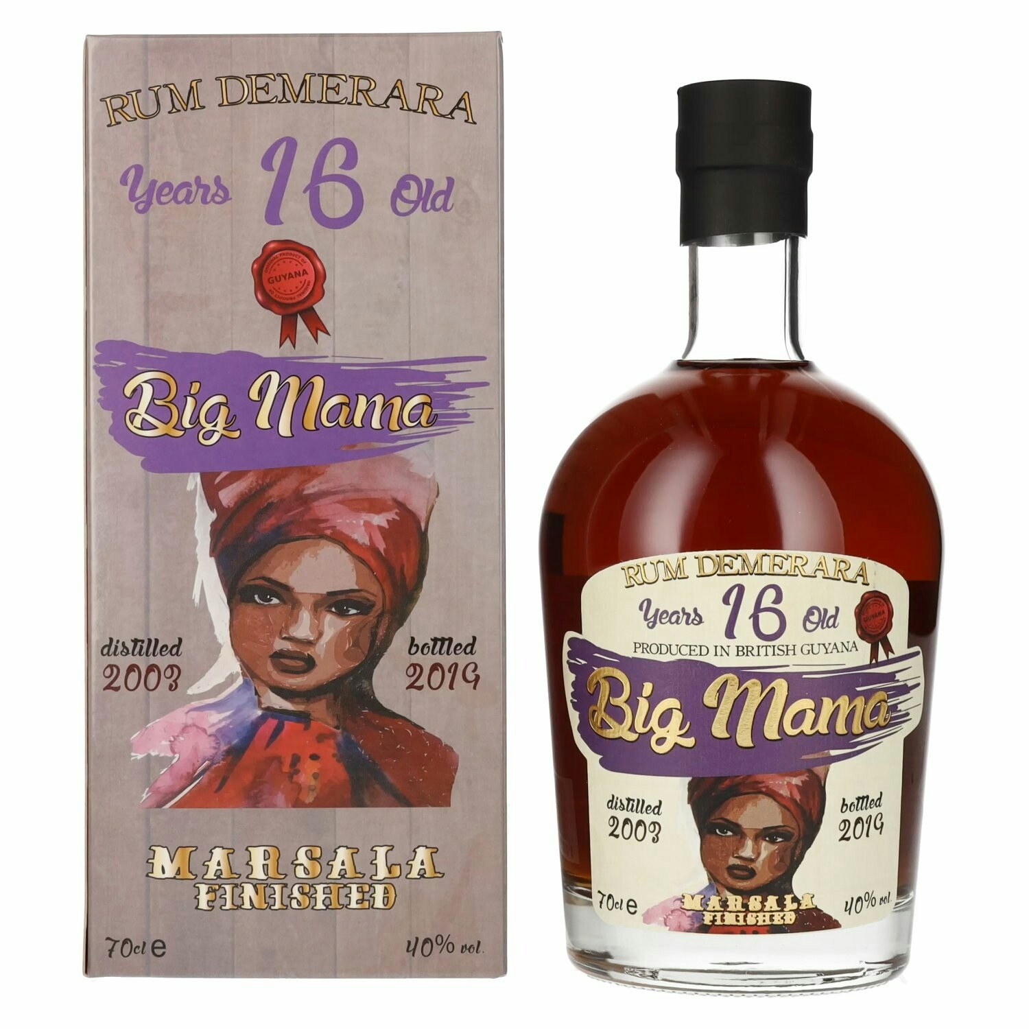 Big Mama 16 Years Old Rum Demerara Marsala Finished 40% Vol. 0,7l in Giftbox