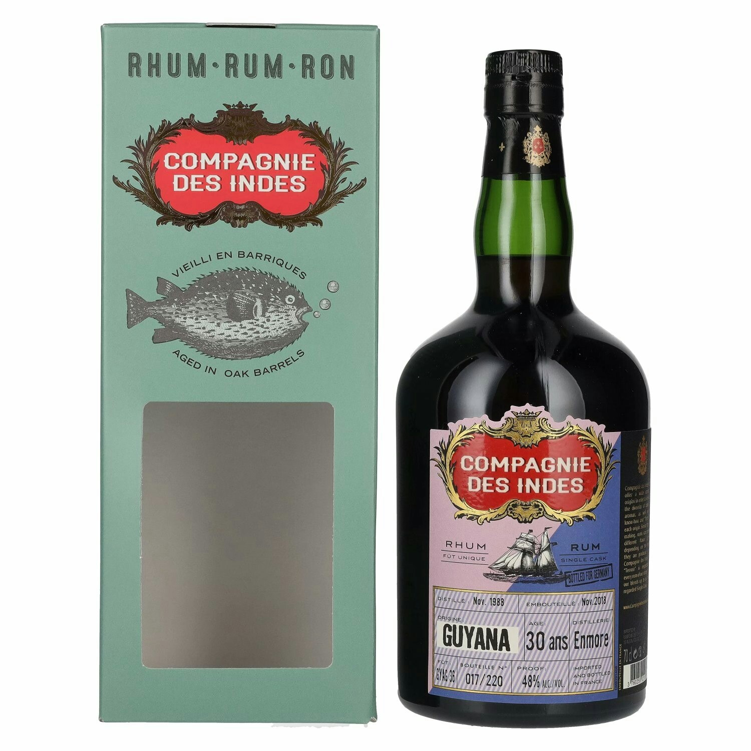 Compagnie des Indes GUYANA Single Cask Rum 30 ans 48% Vol. 0,7l in Giftbox