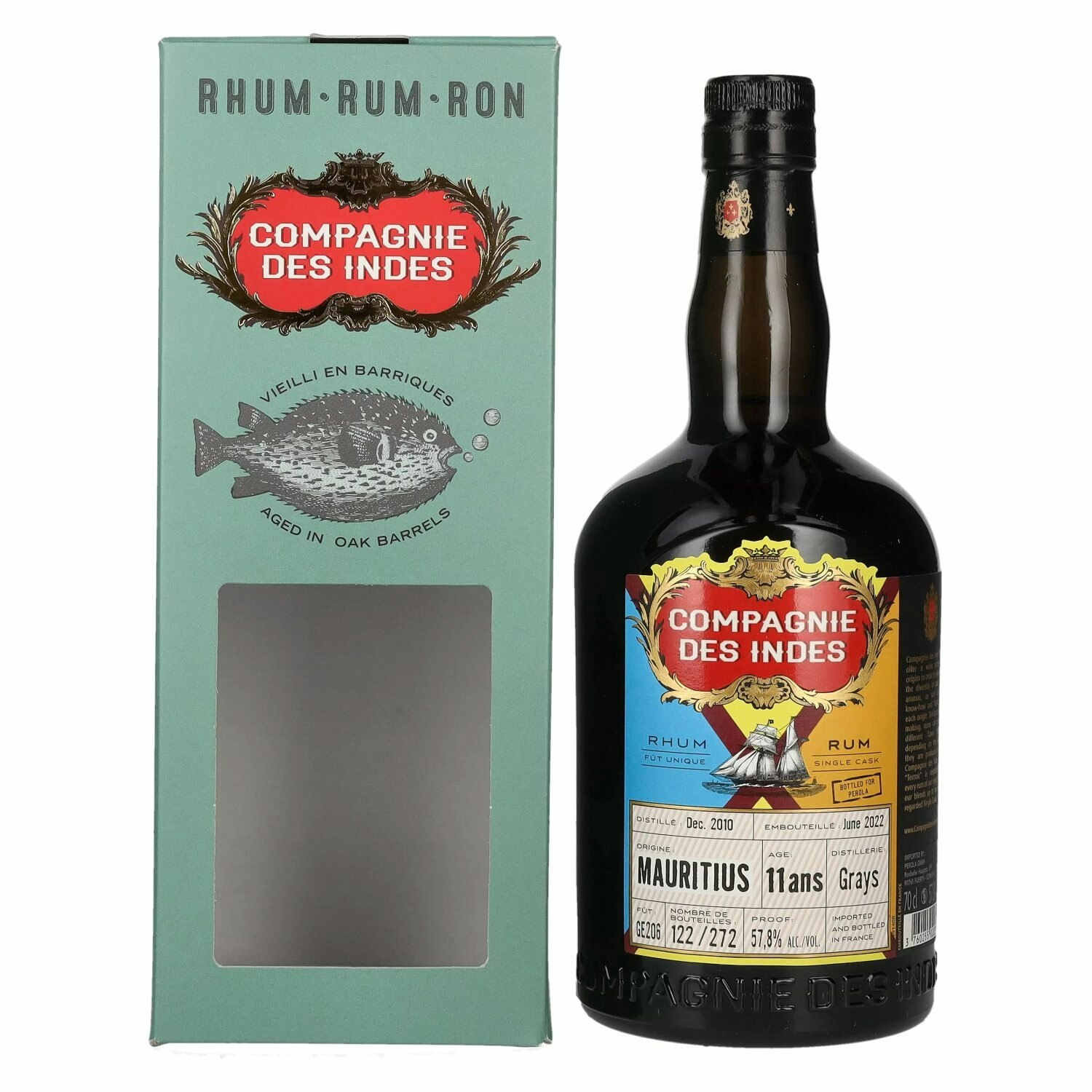 Compagnie des Indes MAURITIUS Single Cask Rum 11 ans 57,8% Vol. 0,7l in Giftbox
