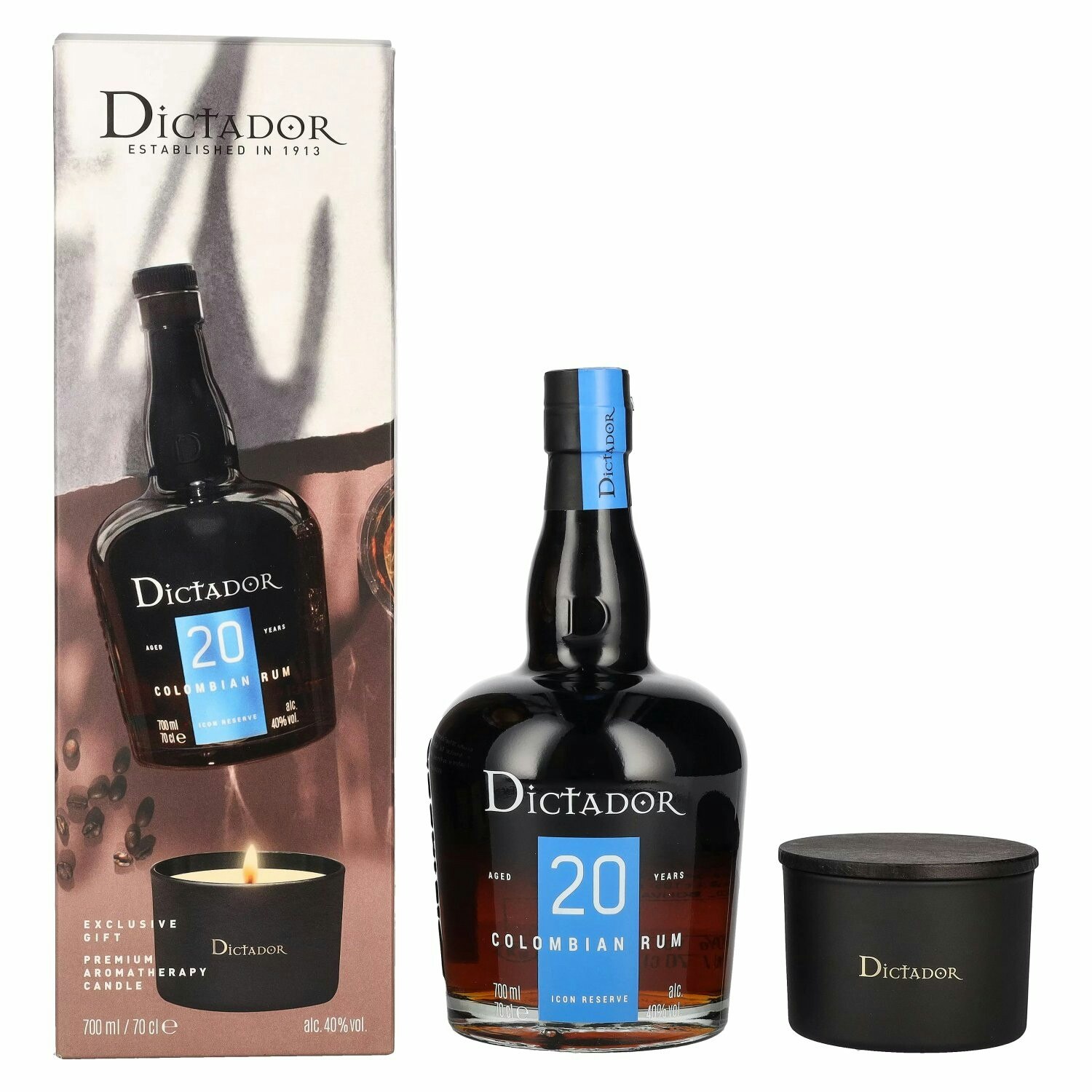Dictador 20 Years Old ICON RESERVE 40% Vol. 0,7l in Giftbox with Kerze
