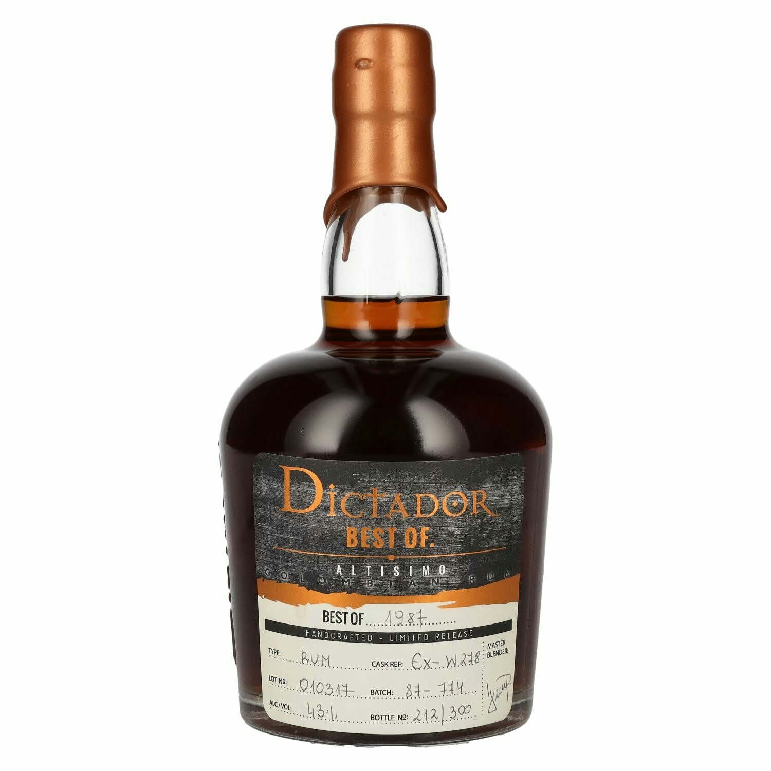 Dictador BEST OF 1987 ALTISIMO Colombian Rum 30YO/010317/EX-W278 43% Vol. 0,7l