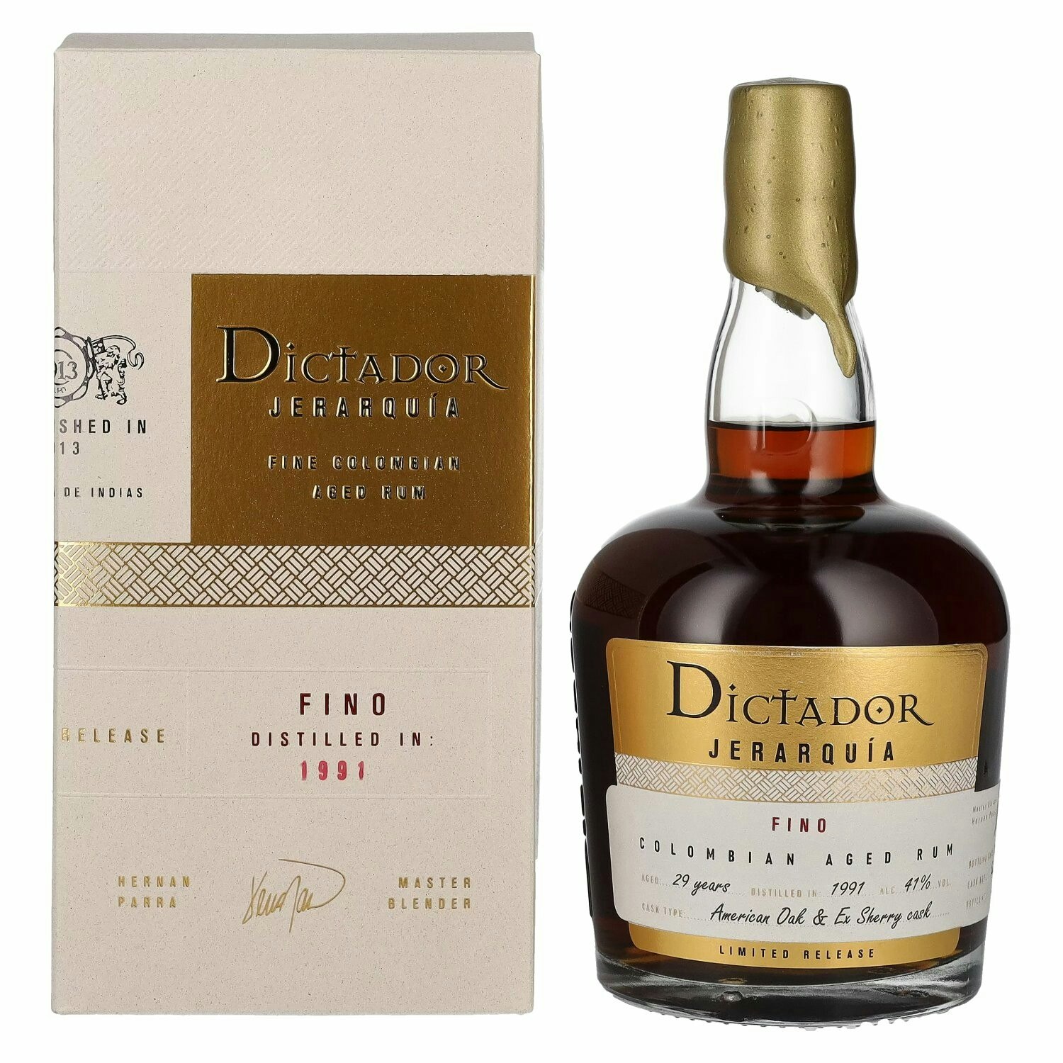 Dictador JERARQUÍA 29 Years Old FINO Rum 1991 41% Vol. 0,7l in Giftbox