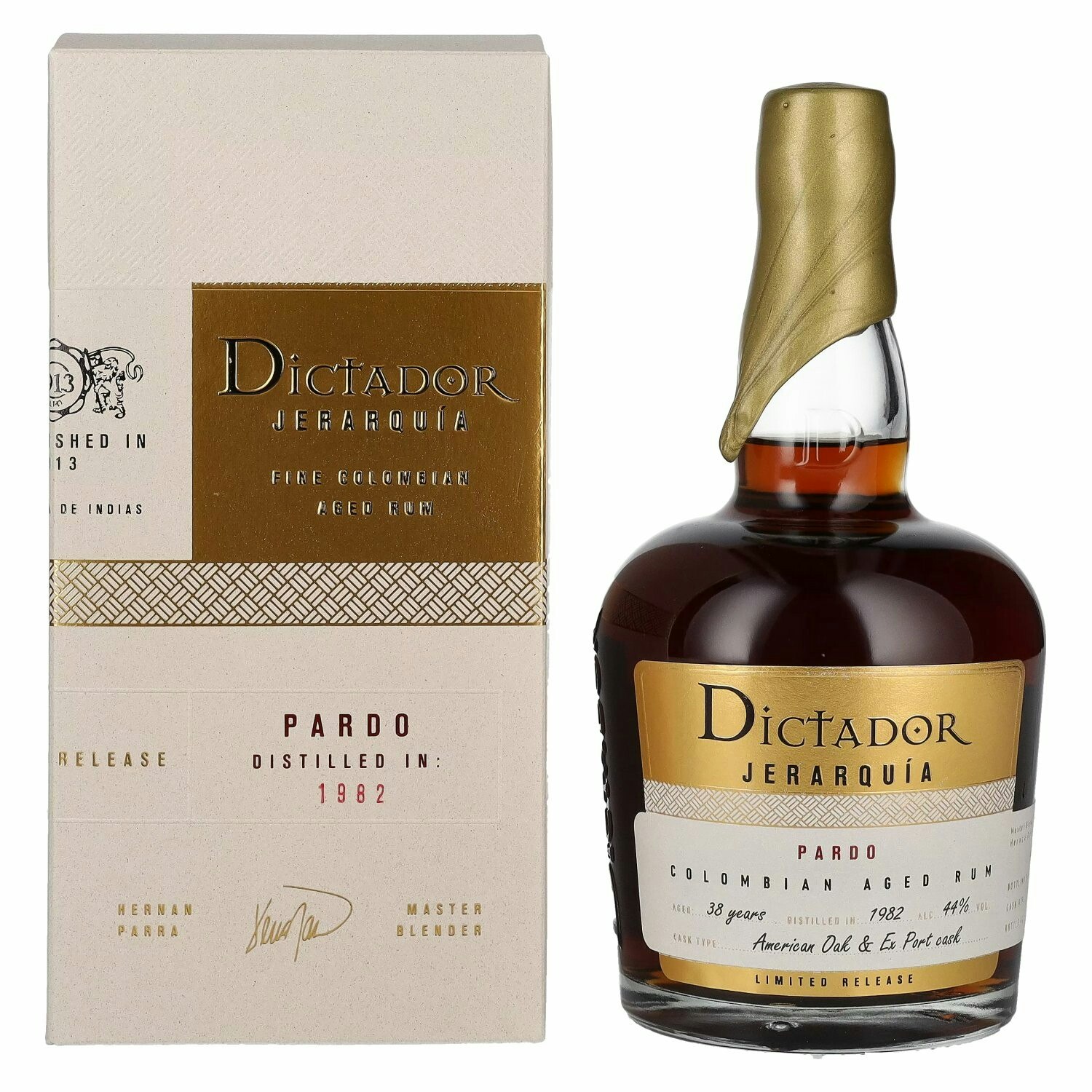 Dictador JERARQUÍA 38 Years Old PARDO Rum 1982 44% Vol. 0,7l in Giftbox