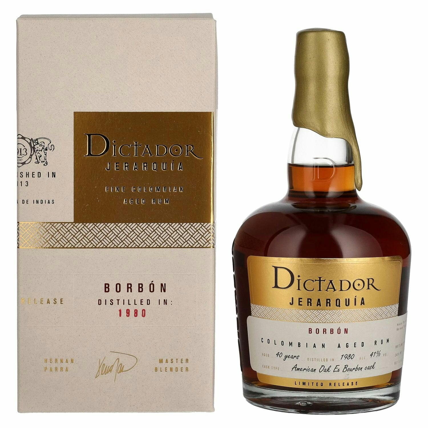 Dictador JERARQUÍA 40 Years Old BORBÓN Rum 1980 41% Vol. 0,7l in Giftbox
