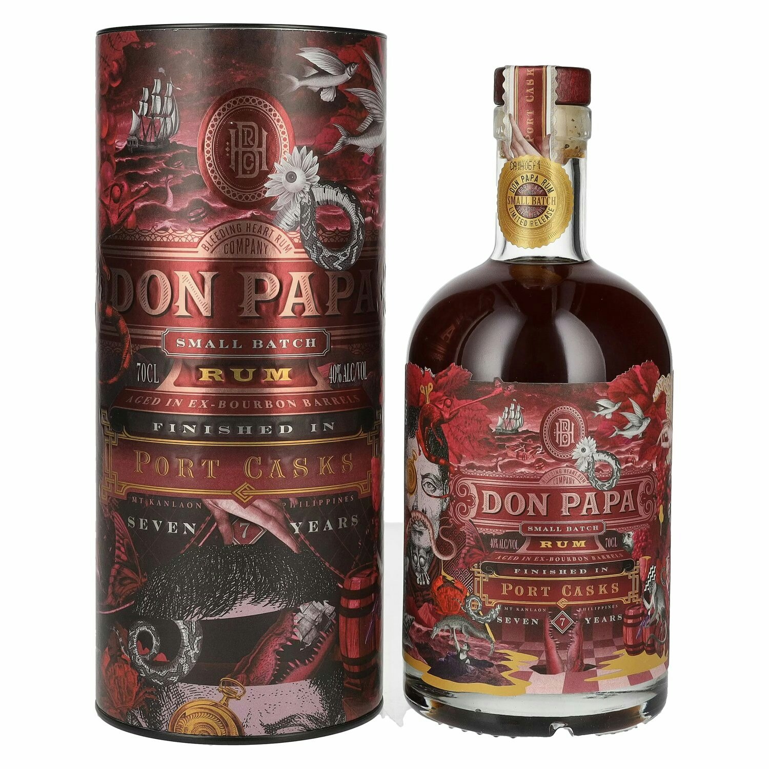 Don Papa Rum 7 Years Old Port Casks 40% Vol. 0,7l in Giftbox
