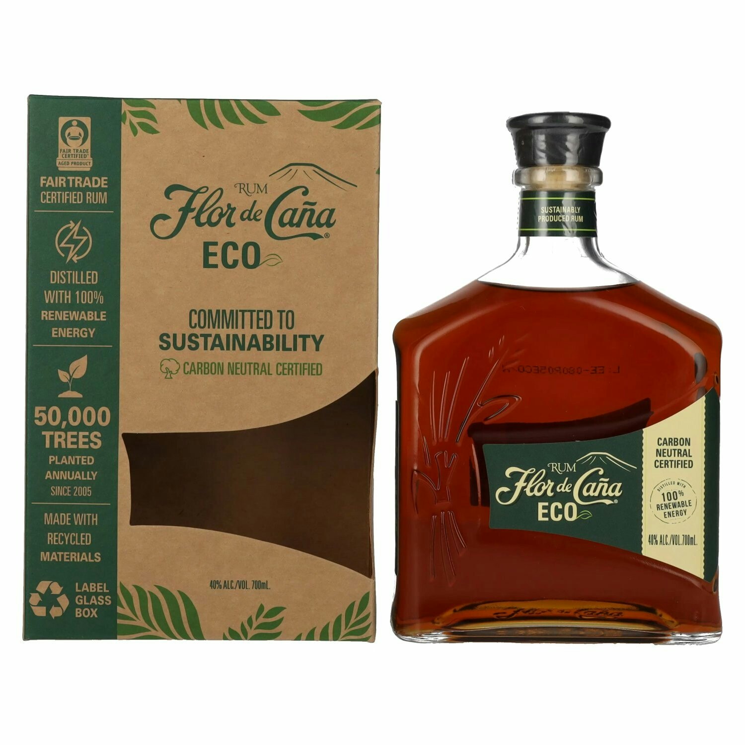 Flor de Caña ECO Rum 40% Vol. 0,7l in Giftbox