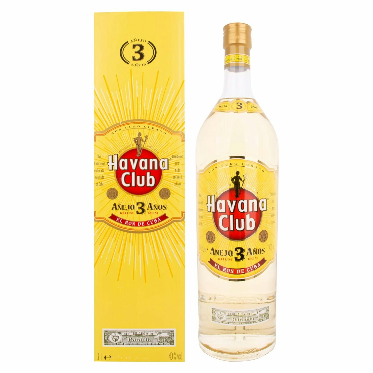 Havana Club Añejo 3 Años Rum 40% Vol. 3l in Giftbox