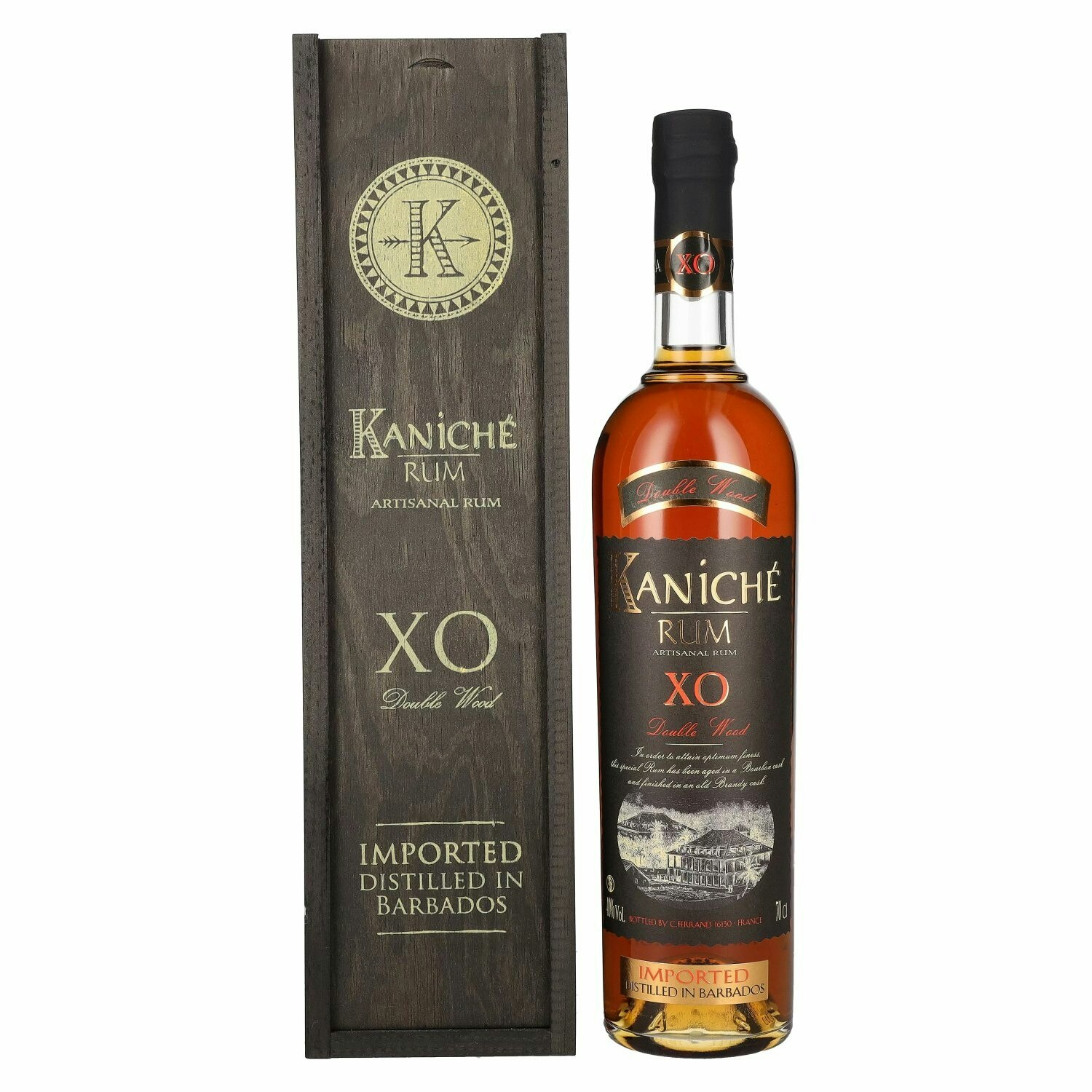 Kaniché Rum XO Double Wood Artisanal Rum 40% Vol. 0,7l in Holzkiste